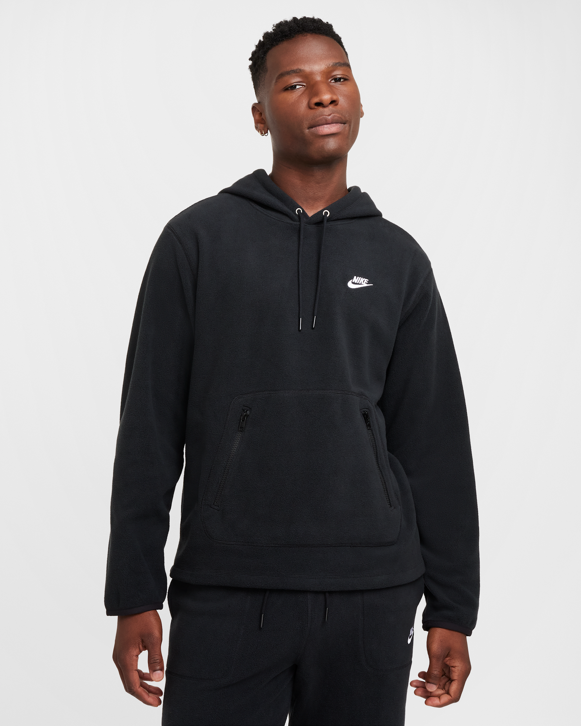 Nike Club Men's Winterized Pullover Hoodie - Black/White