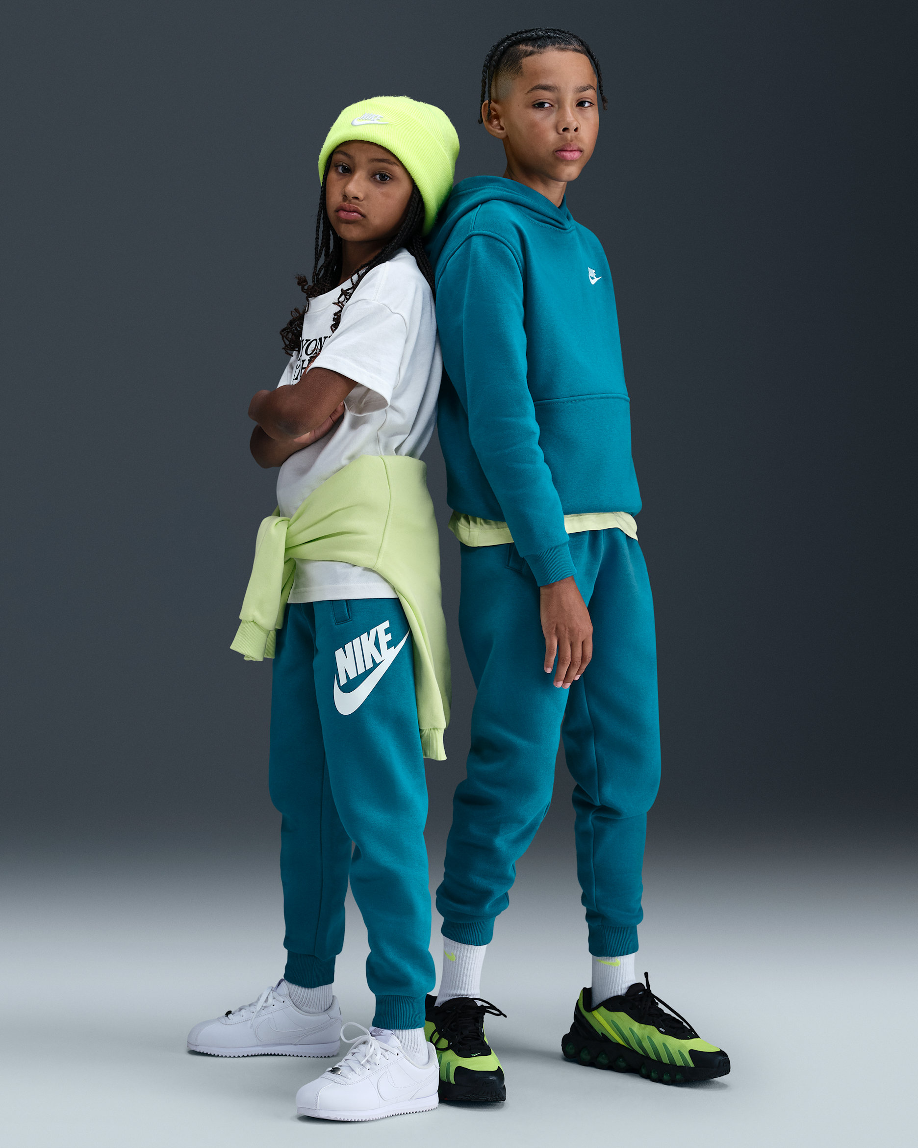 Nike Club Fleece Big Kids' Joggers - Green Abyss/White