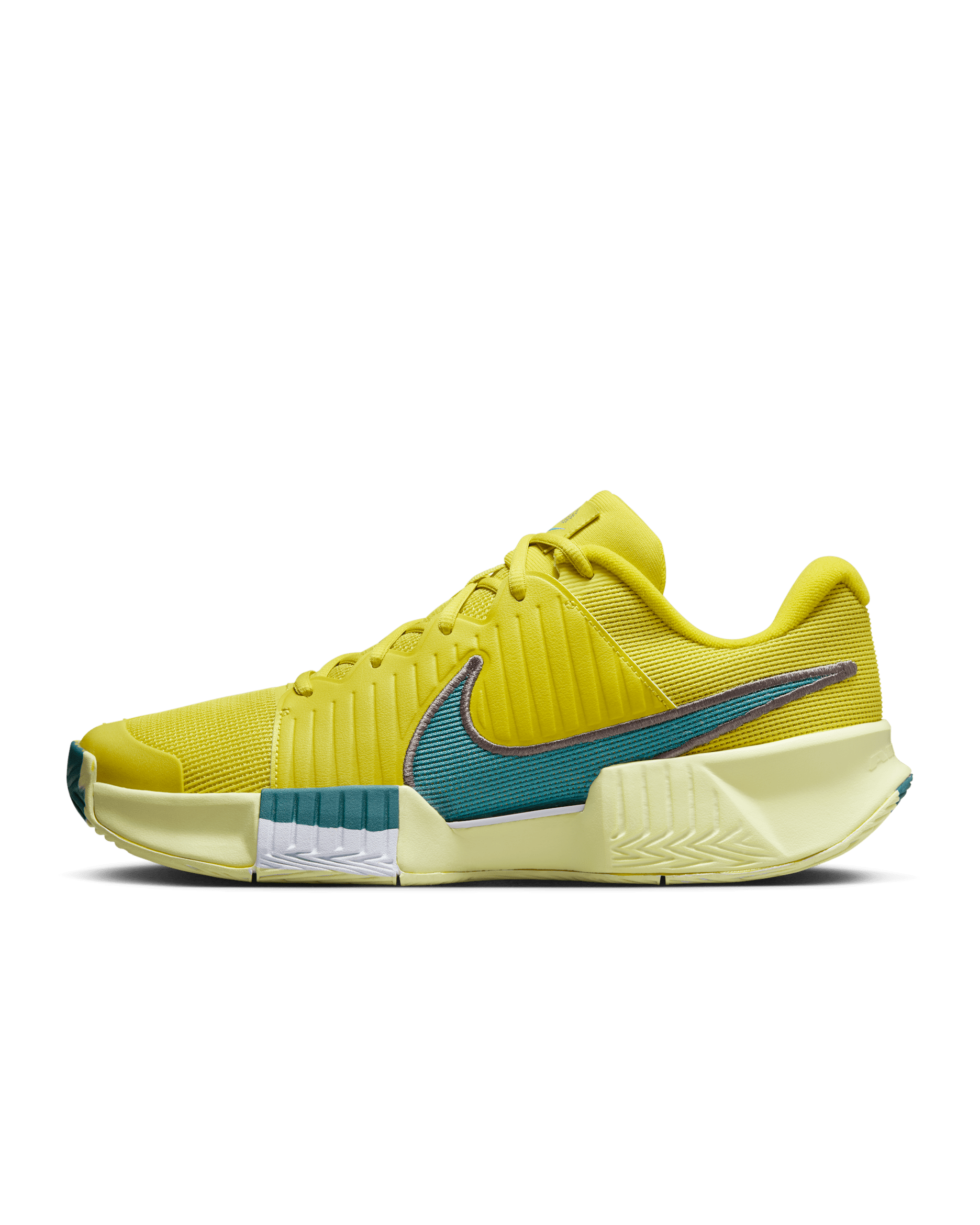 Nike GP Challenge Pro Premium Men's Hard Court Tennis Shoes - High Voltage/Luminous Green/Cave Stone/Mineral Teal
