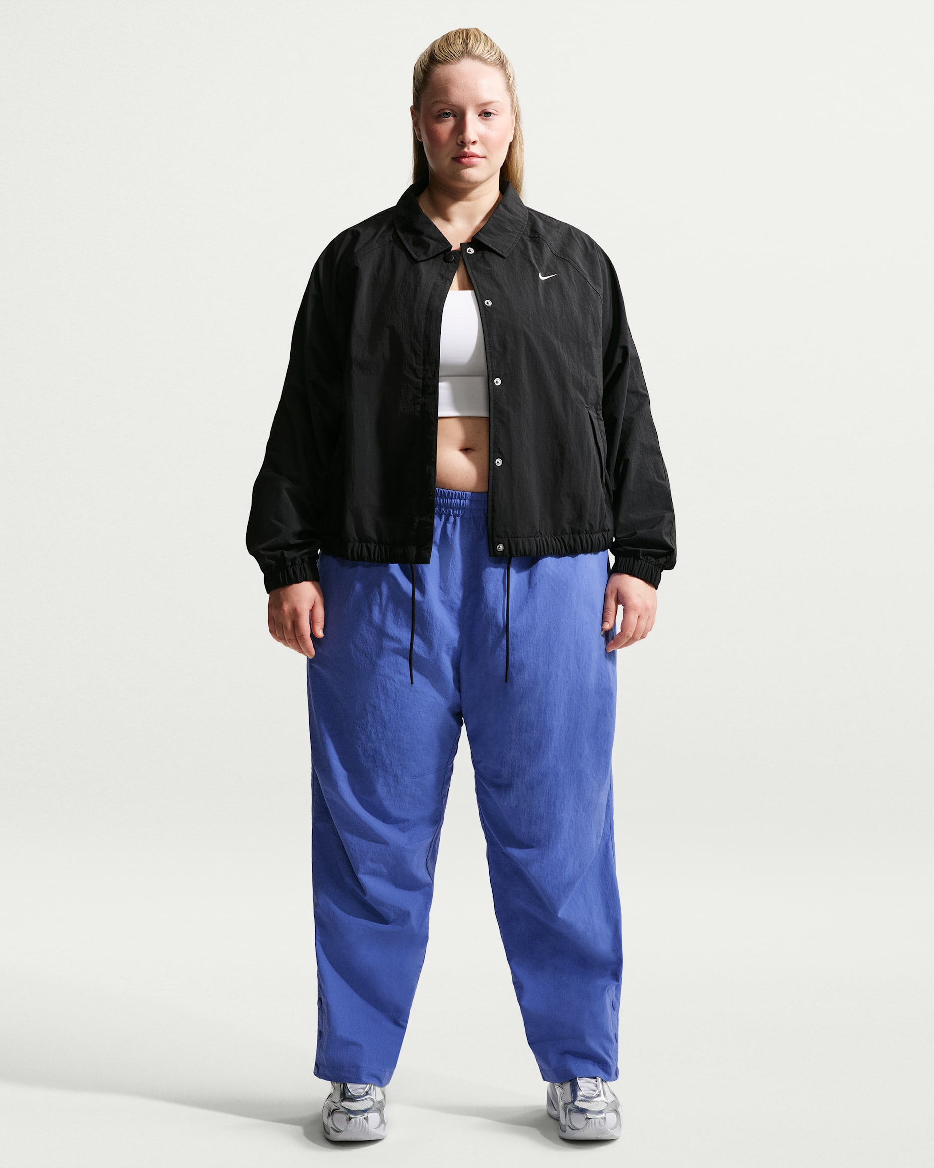 Nike Sportswear Women's Oversized High-Waisted Woven Pants (Plus Size) - Light Medium Blue/Sail