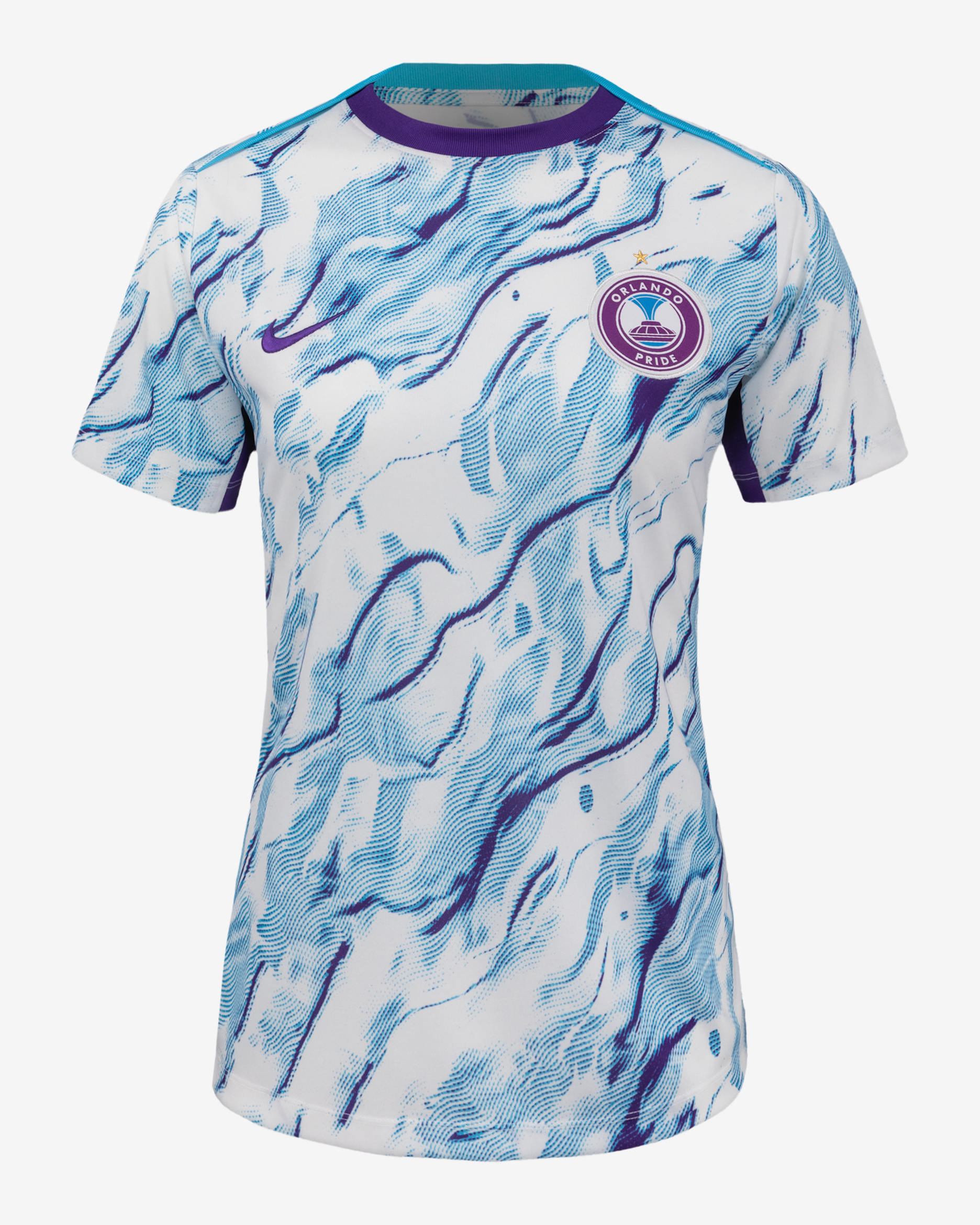 Orlando Pride 2025 Women's Nike NWSL Short-Sleeve Pre-Match Top - Field Purple/White