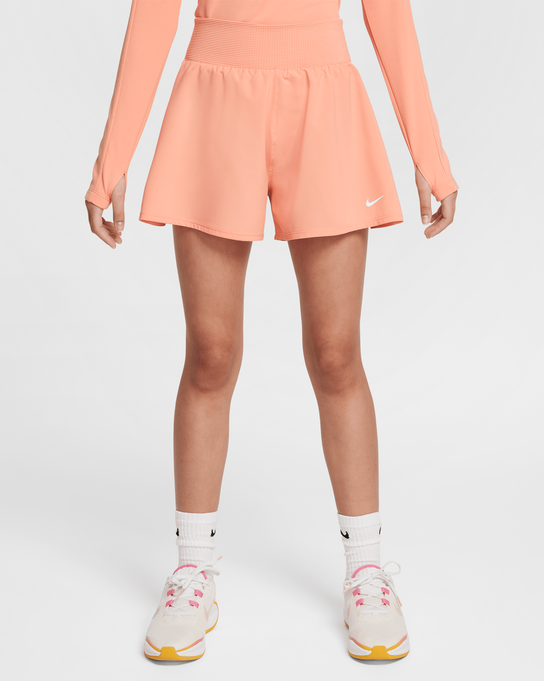 Nike Girls' Dri-FIT Shorts - Apricot Agate/White