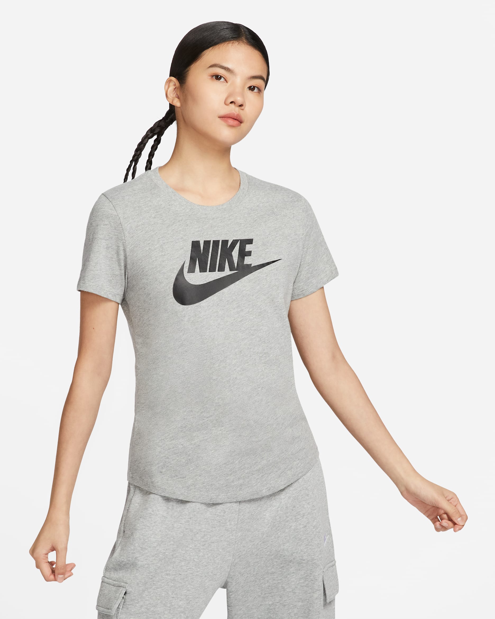 Nike Sportswear Essentials Women's Logo T-Shirt - Dark Grey Heather/Black