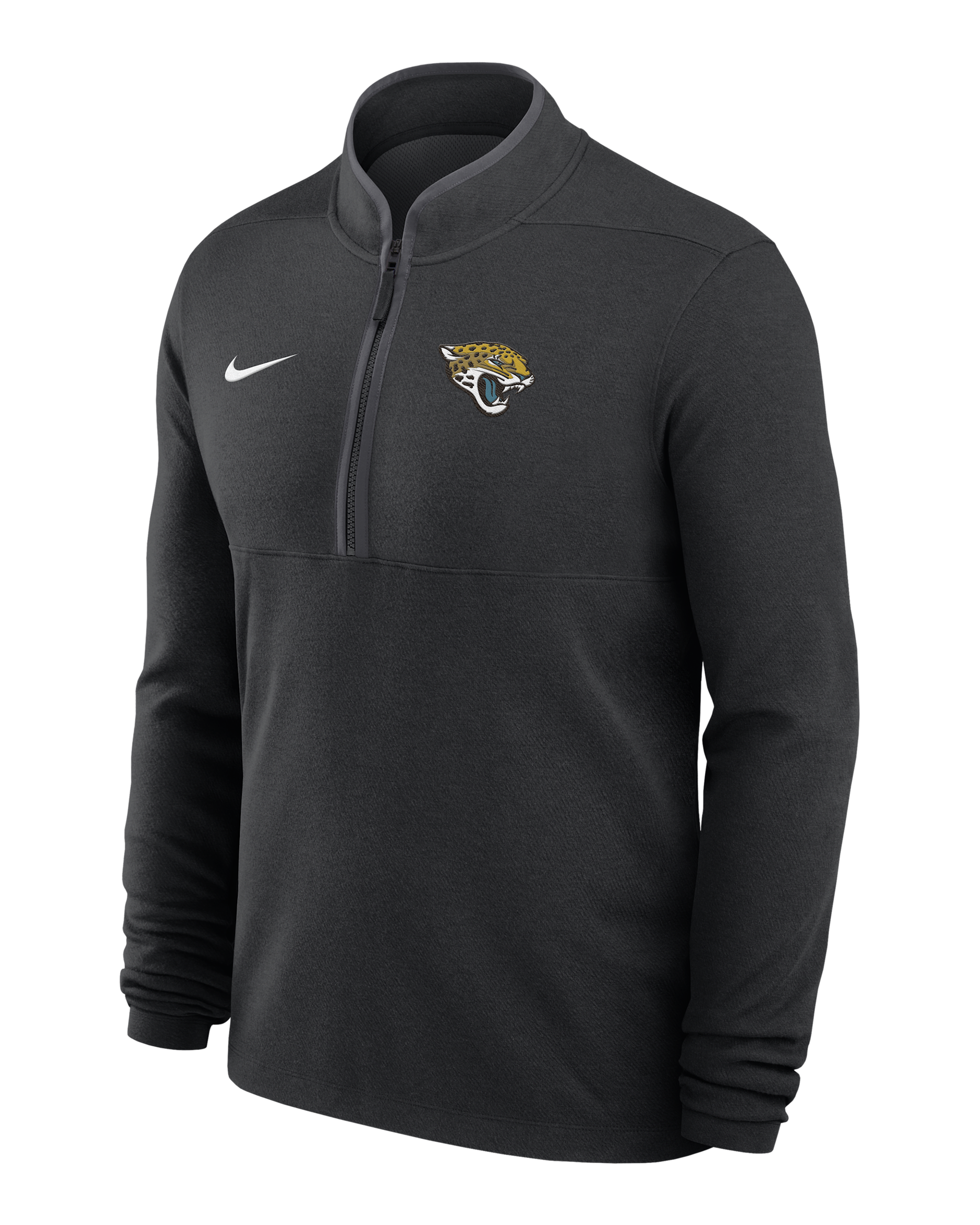 Jacksonville Jaguars Logo Victory Men's Nike Dri-FIT NFL 1/2-Zip Long-Sleeve Top - Black