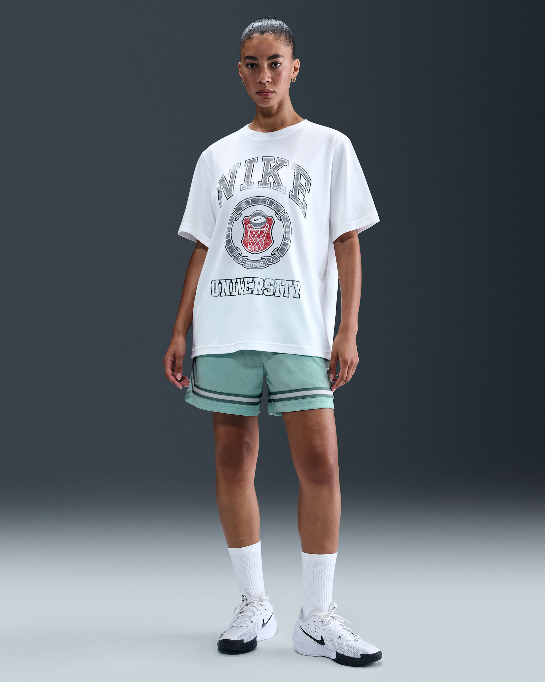 Nike Crossover Women's Dri-FIT 5" Basketball Shorts - Mint Foam/Cannon/Cannon/White