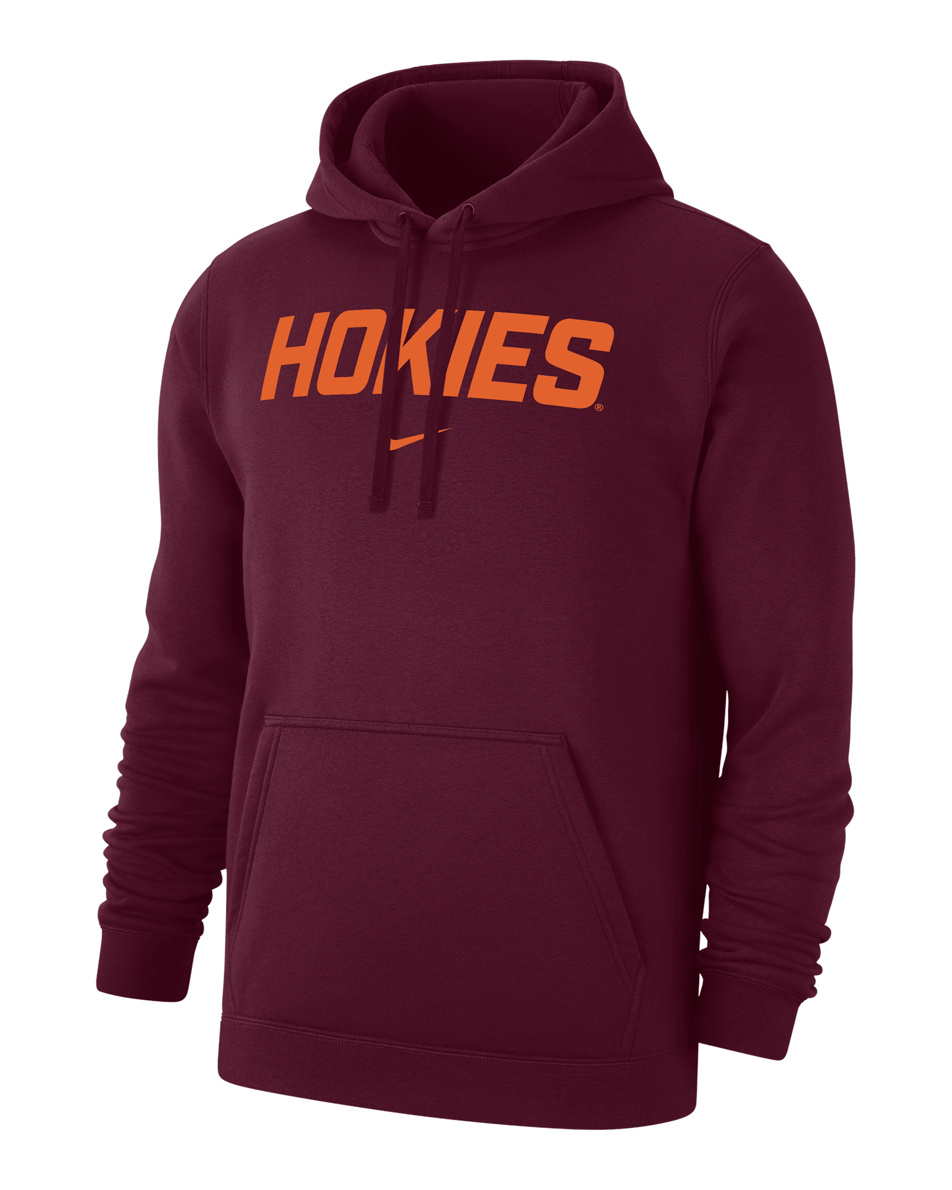 Sudadera con gorro sin cierre universitaria Nike para hombre Virginia Tech Club Fleece - Castaña intenso