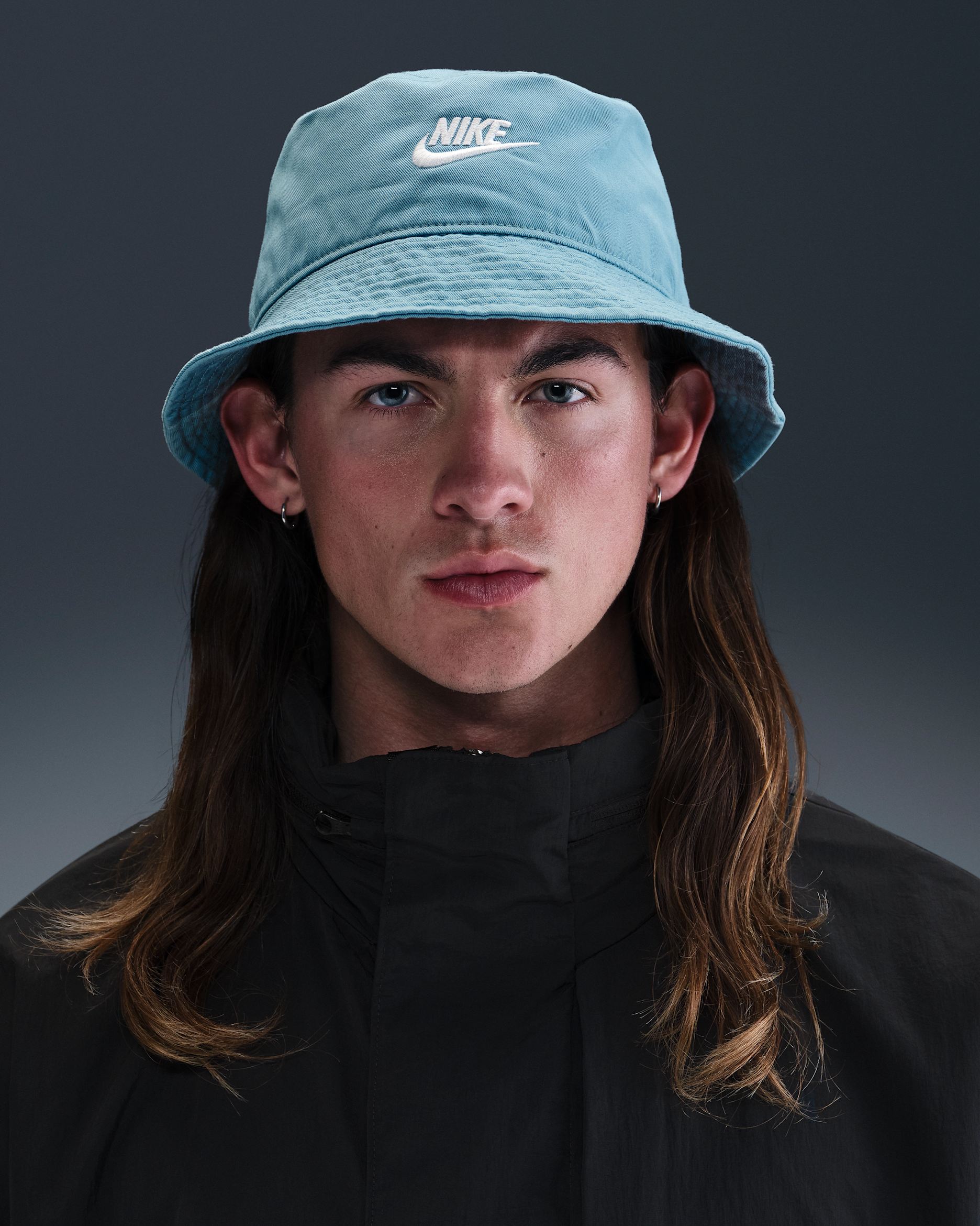 Nike Apex Futura Washed Bucket Hat - Denim Turquoise/White