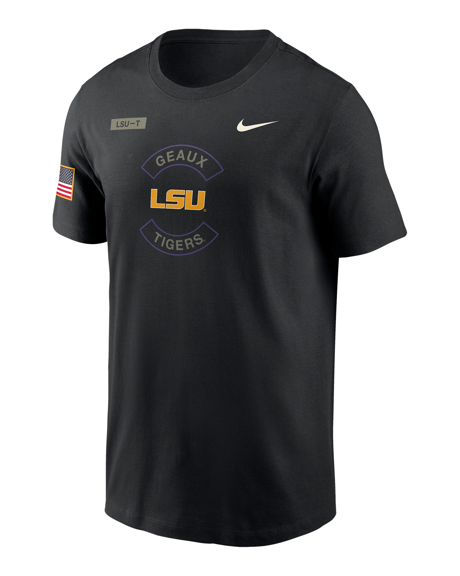Playera universitaria Nike Dri-FIT para hombre LSU Military Appreciation - Negro