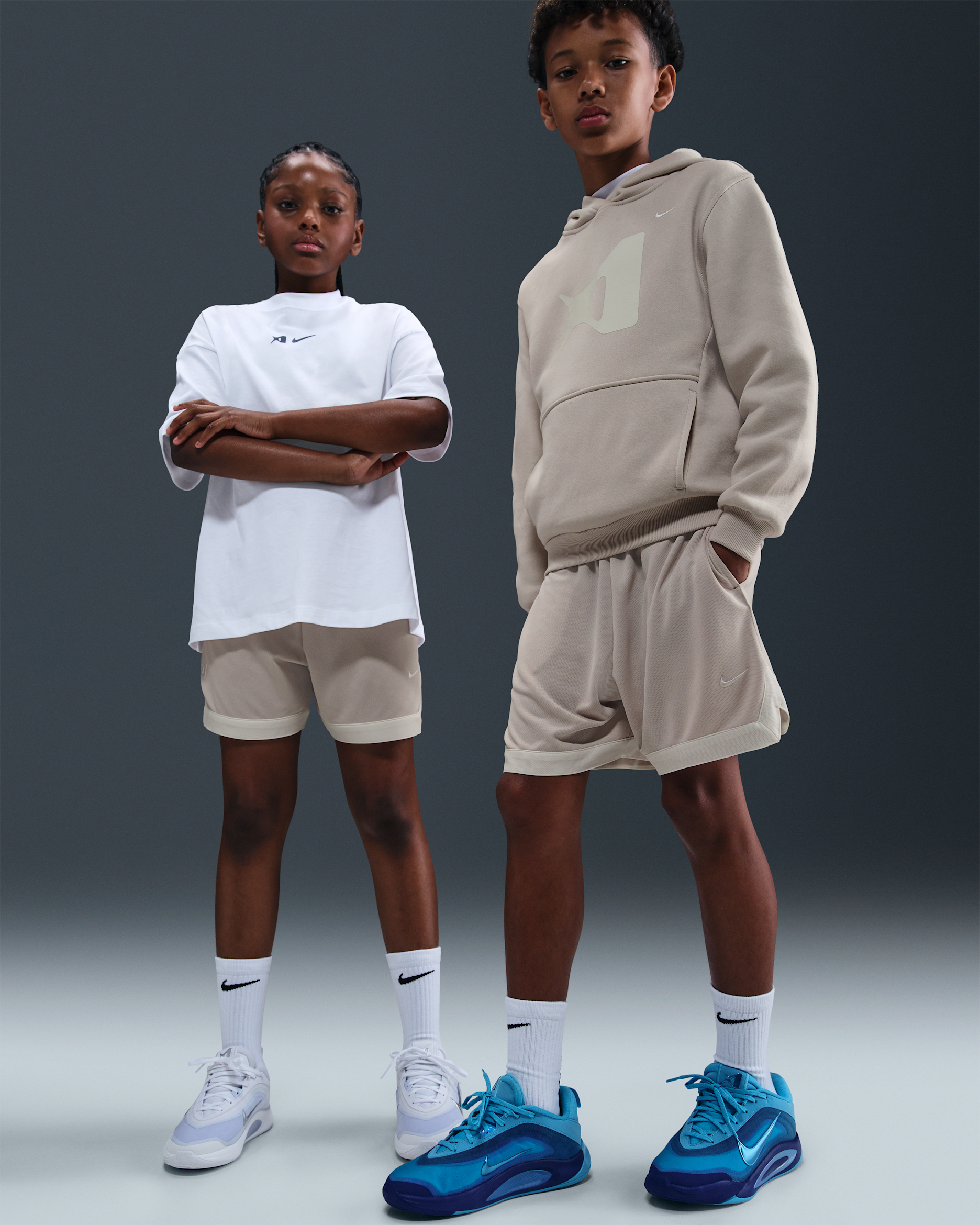 A'ja Wilson Big Kids' Dri-FIT Basketball Shorts - Desert Sand/Soft Pearl