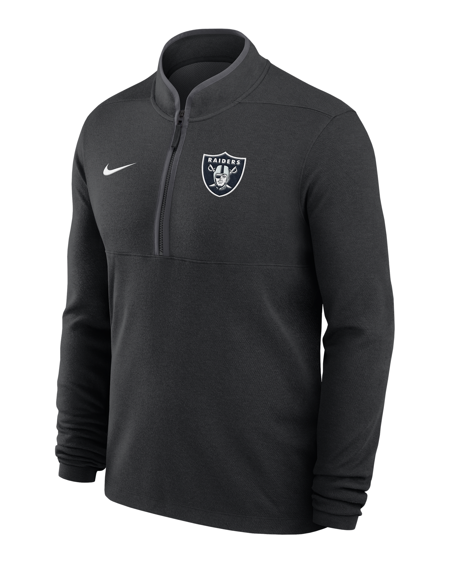 Las Vegas Raiders Logo Victory Men's Nike Dri-FIT NFL 1/2-Zip Long-Sleeve Top - Black