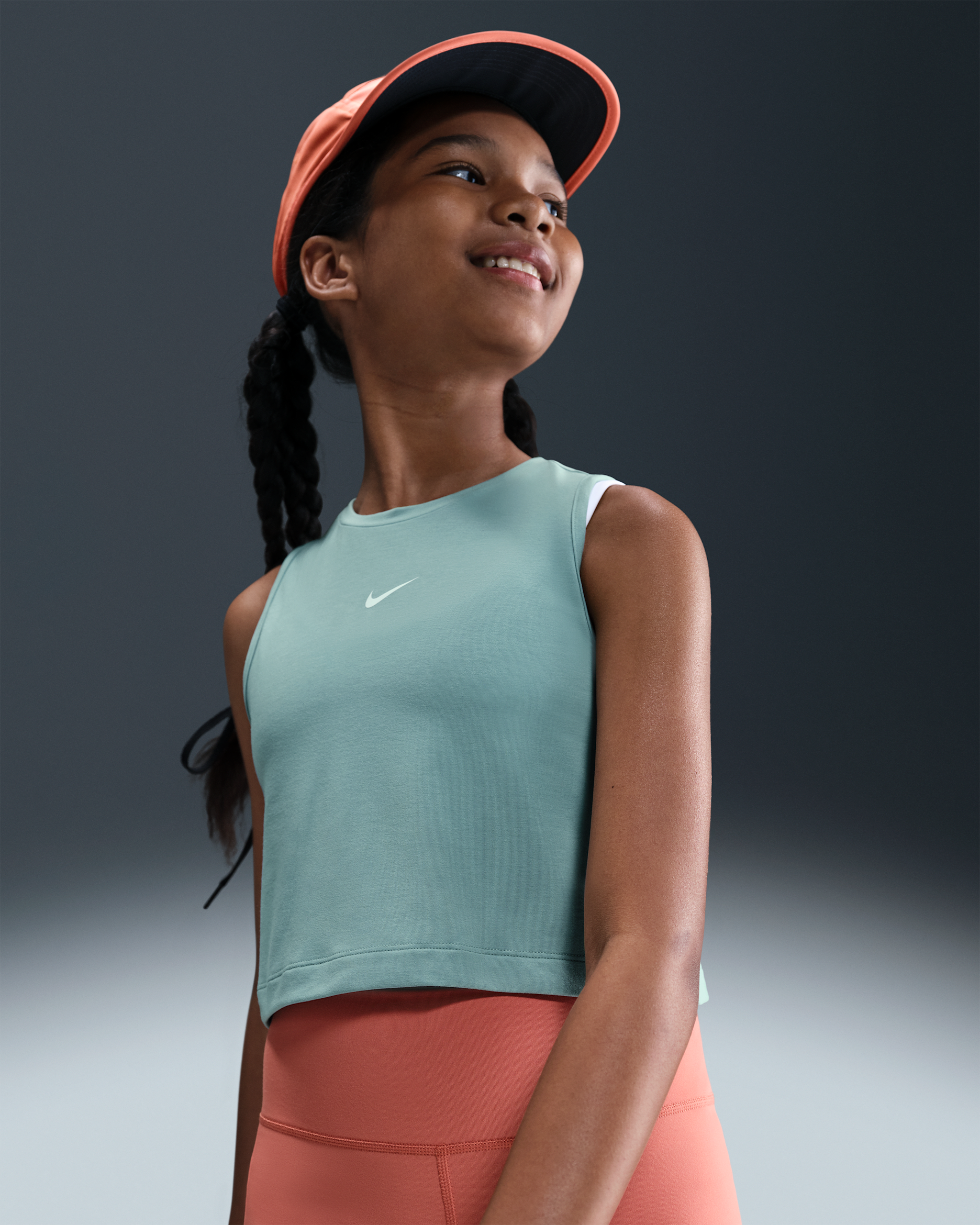 Nike Pro Girls' Dri-FIT Training Tank Top - Cannon/White