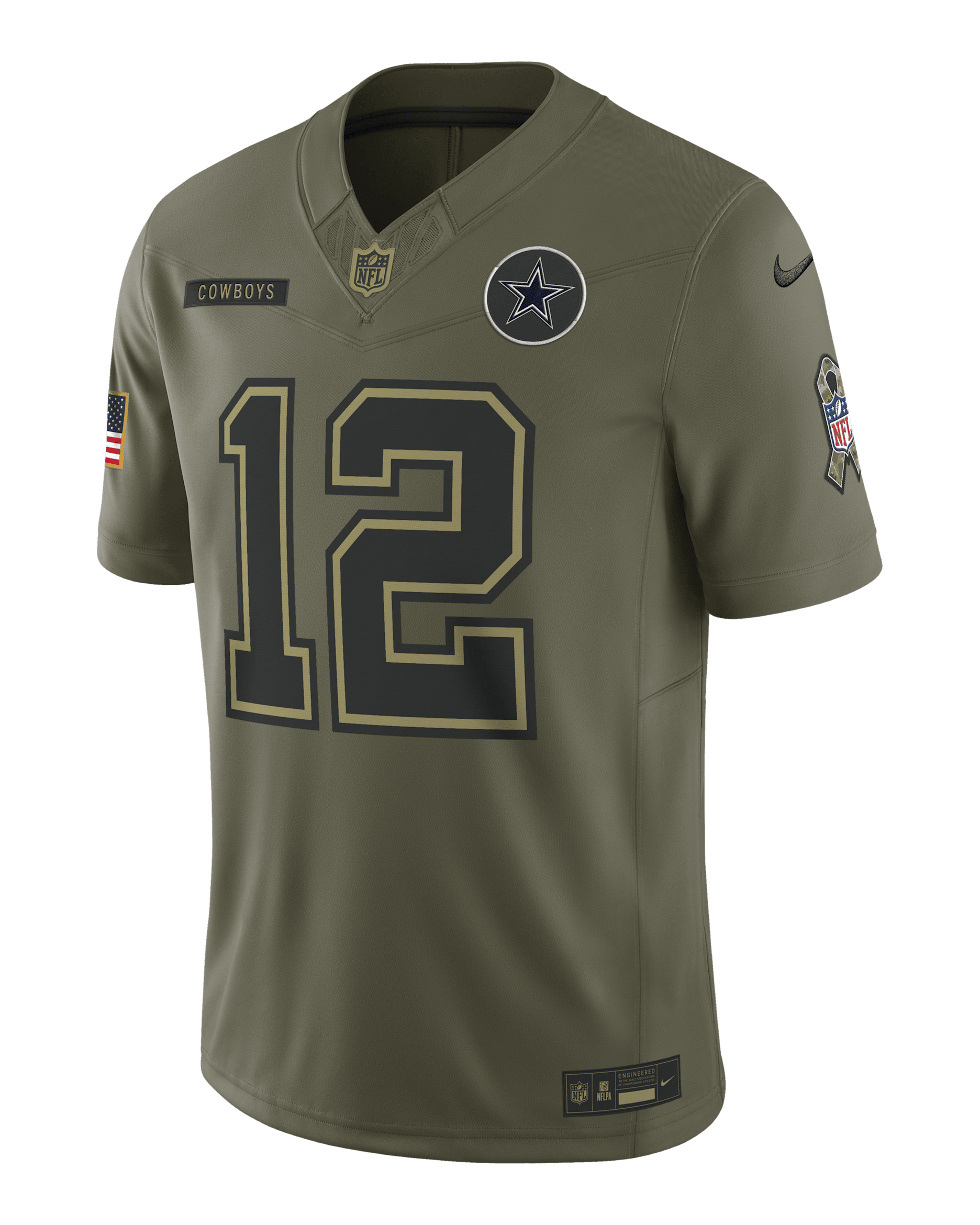Roger Staubach Dallas Cowboys Salute to Service Retired Men's Nike Dri-FIT NFL Limited Jersey - Olive