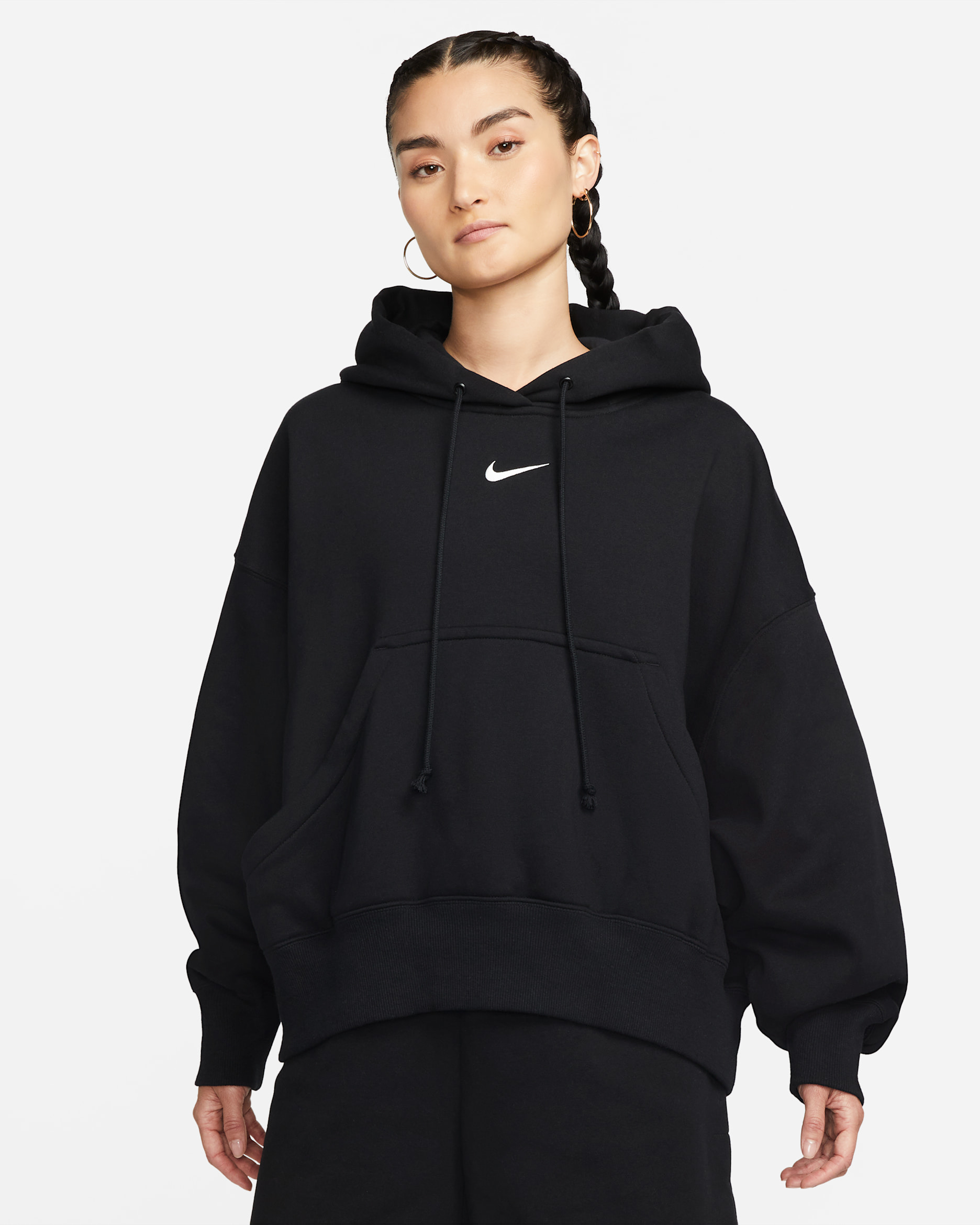 Nike Sportswear Phoenix Fleece Sudadera con capucha y ajuste muy oversize - Mujer - Negro/Sail