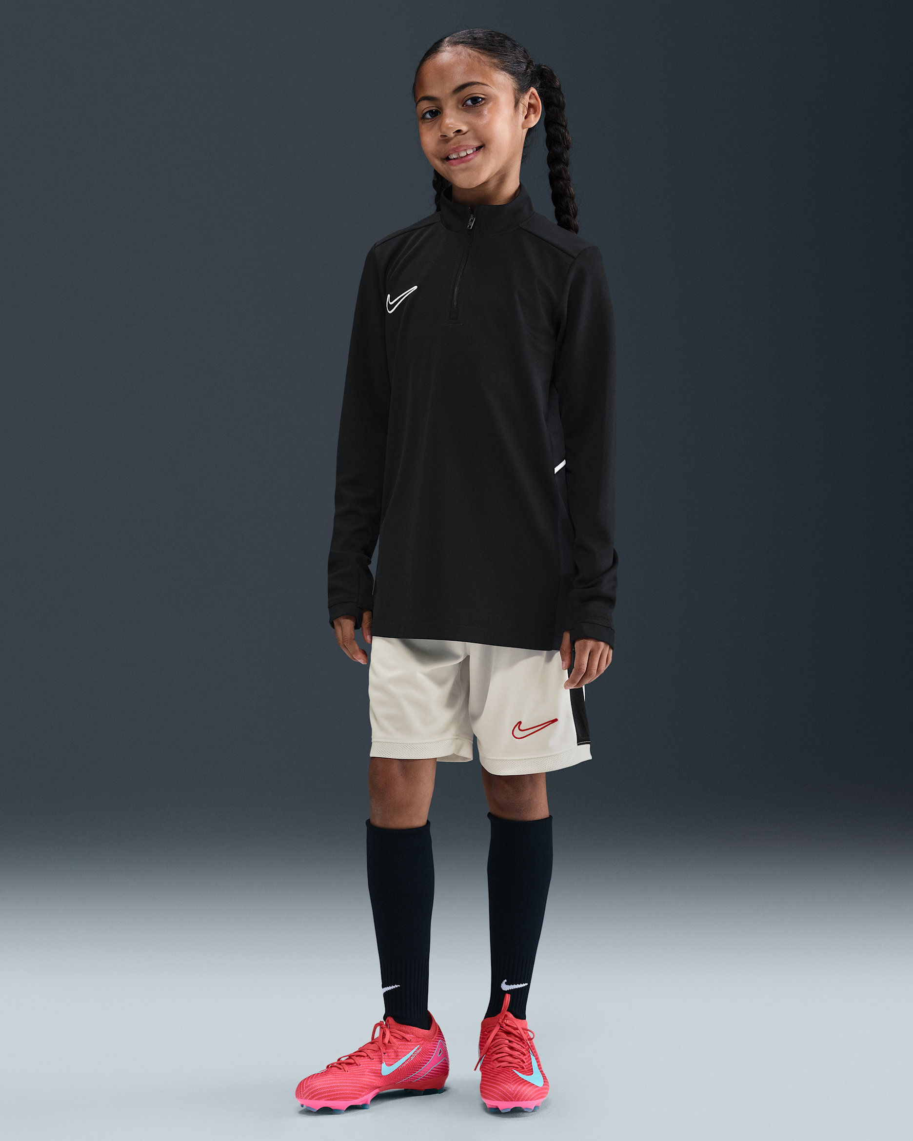 Nike Academy Older Kids' Dri-FIT 18cm (approx.) Football Shorts - Sail/Black/University Red