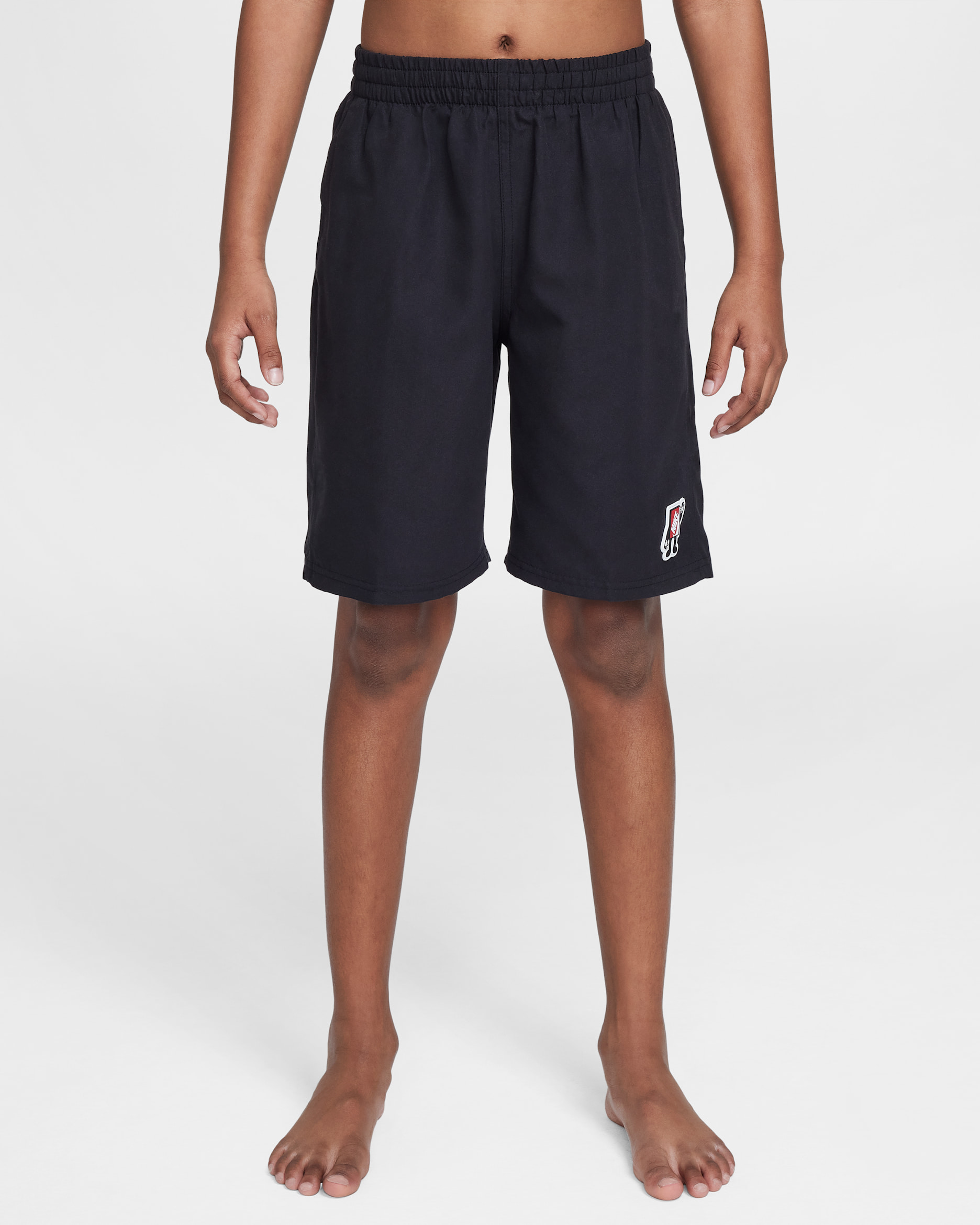 Shorts de vóleibol de 18 cm con forro de ropa interior para niño talla grande Nike Swim Breaker - Negro/Rojo universitario/Blanco/Blanco