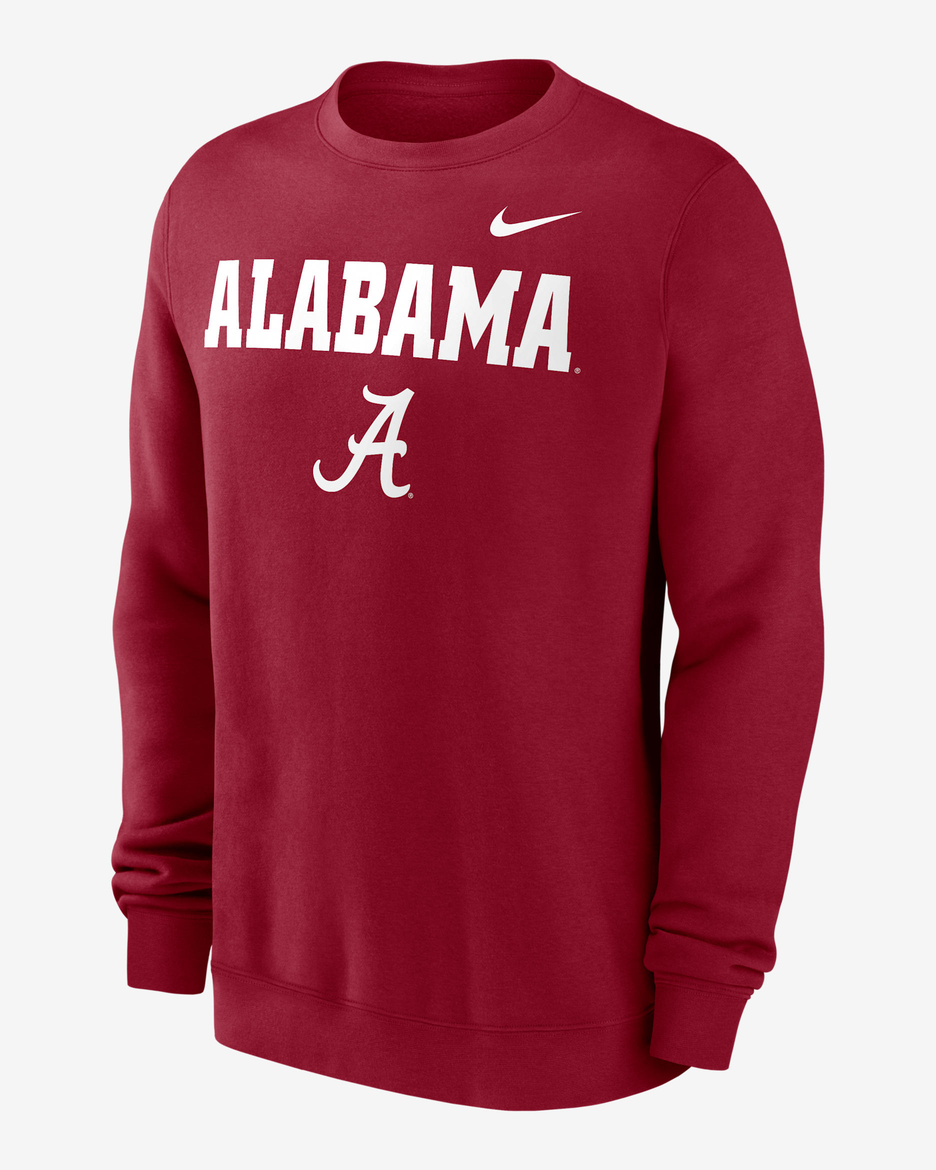 Alabama Crimson Tide Primetime Primary Stack Men's Nike College Pullover Crew - Team Crimson