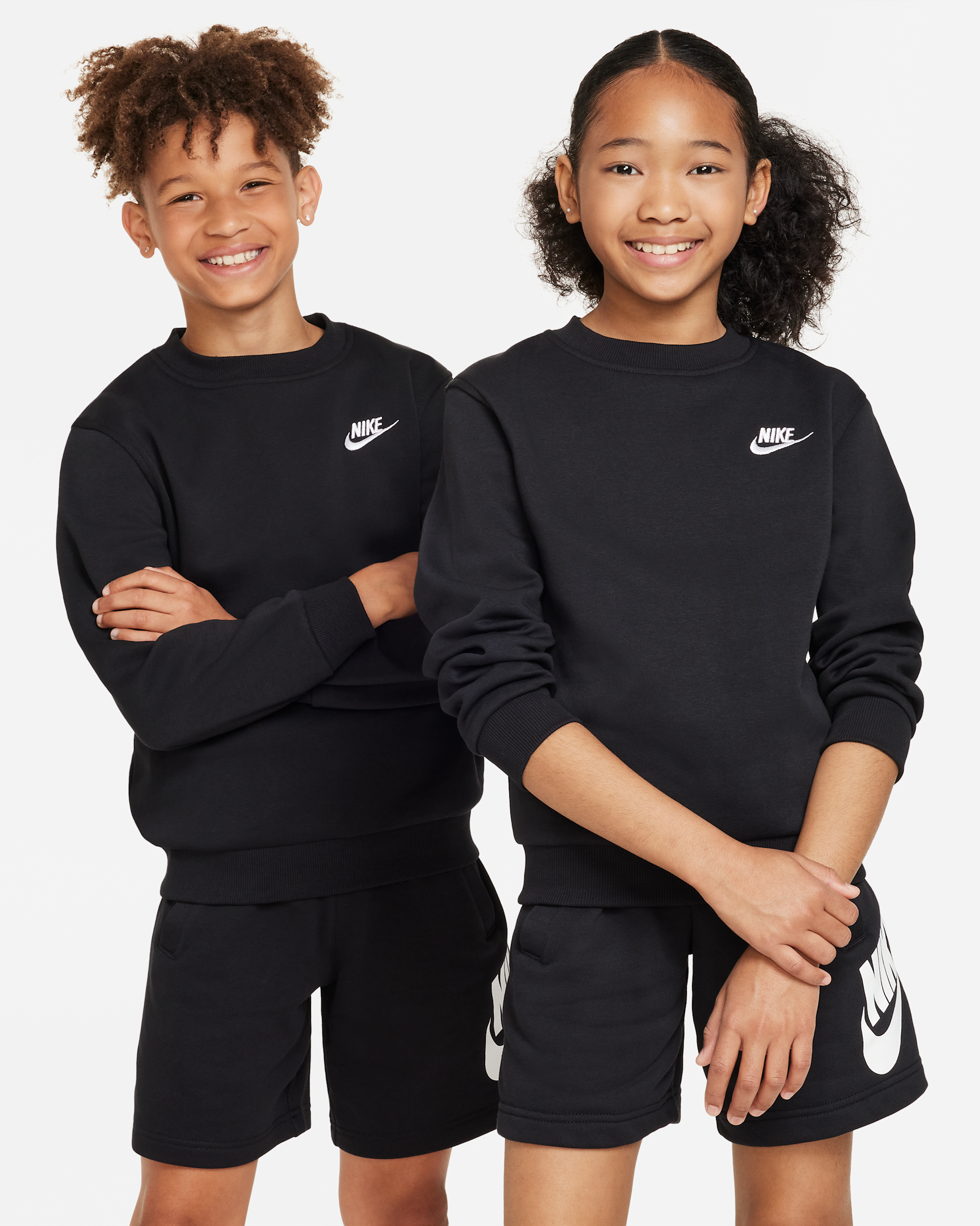Φούτερ Nike Sportswear Club Fleece για μεγάλα παιδιά - Μαύρο/Λευκό