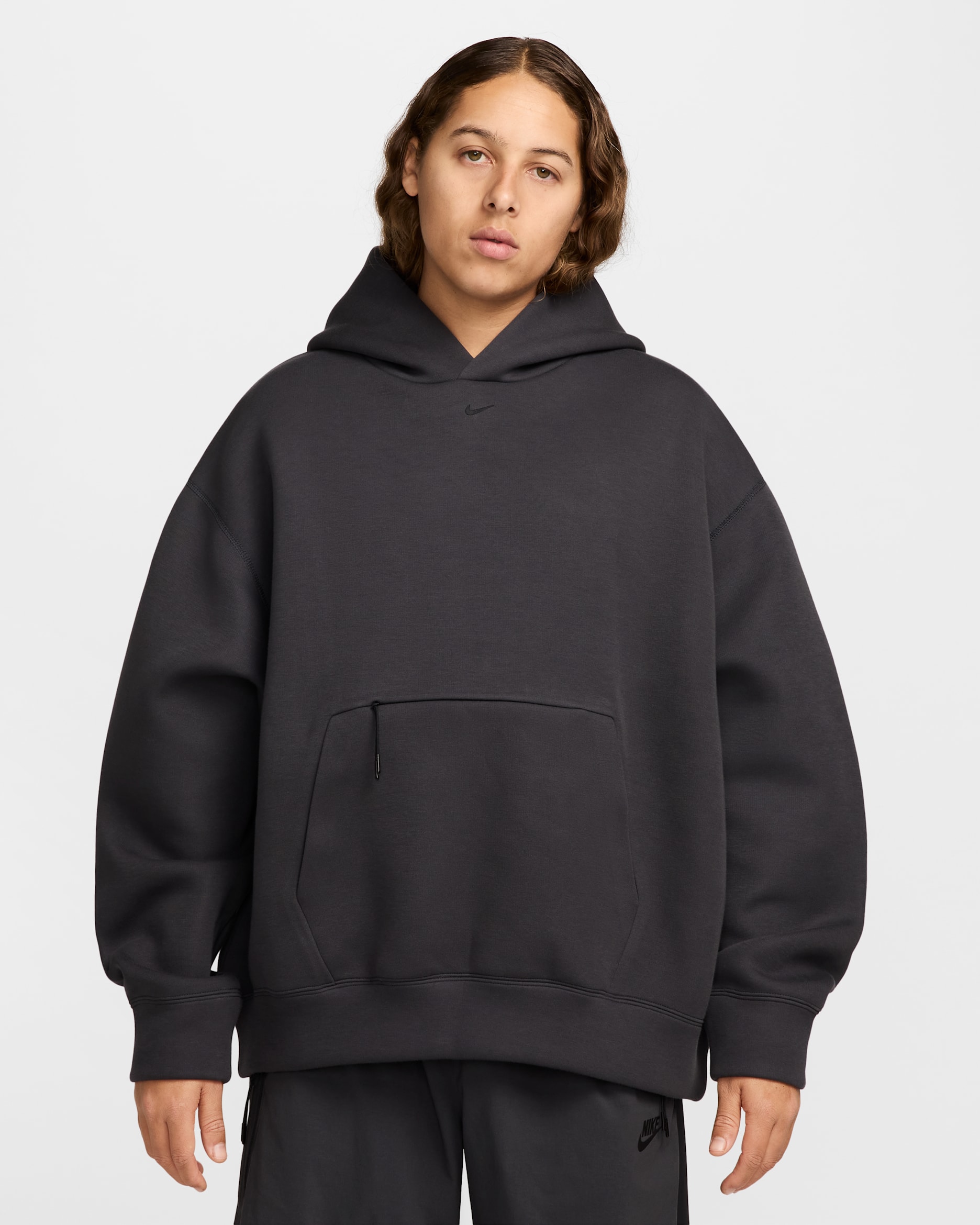 Sudadera con gorro de tejido Fleece para hombre Nike Tech - Antracita/Negro