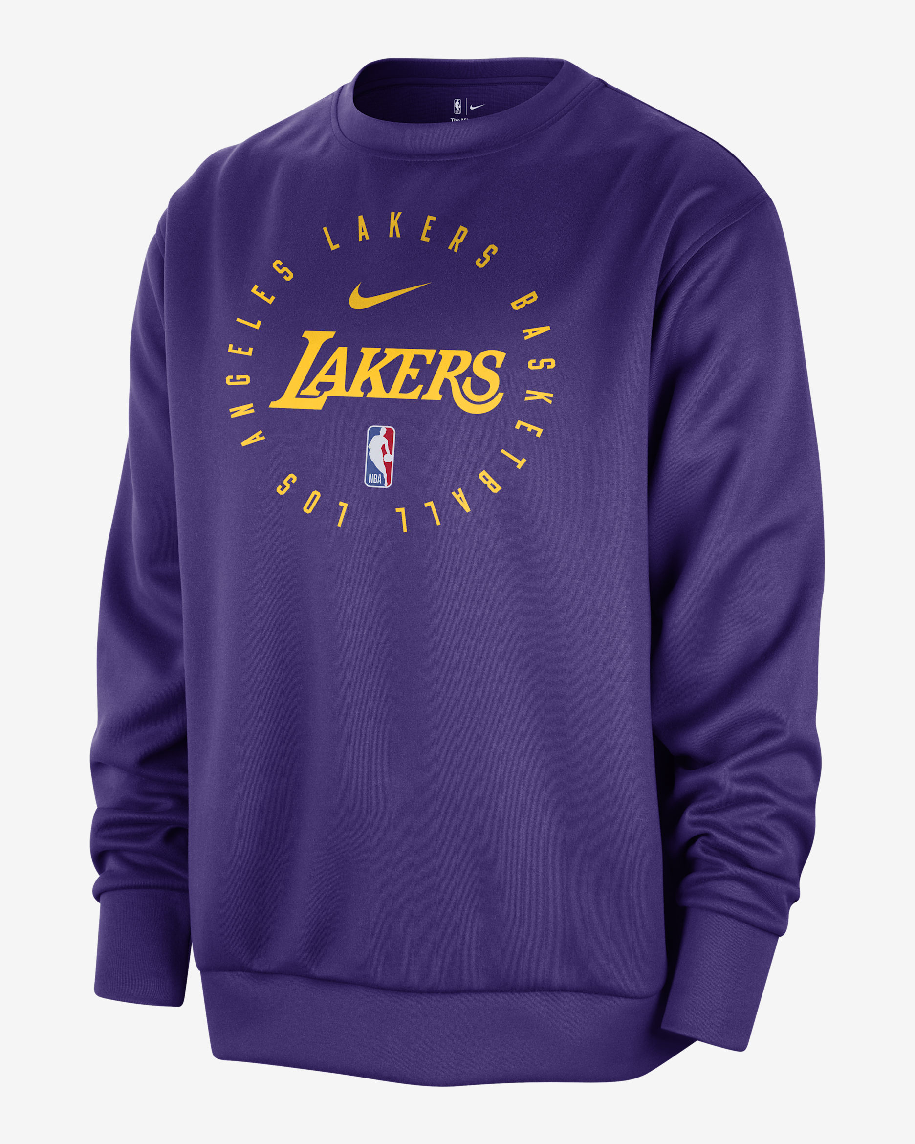 Sudadera de cuello redondo Nike Dri-FIT de la NBA para hombre Los Angeles Lakers Spotlight - Morado campo/Amarillo