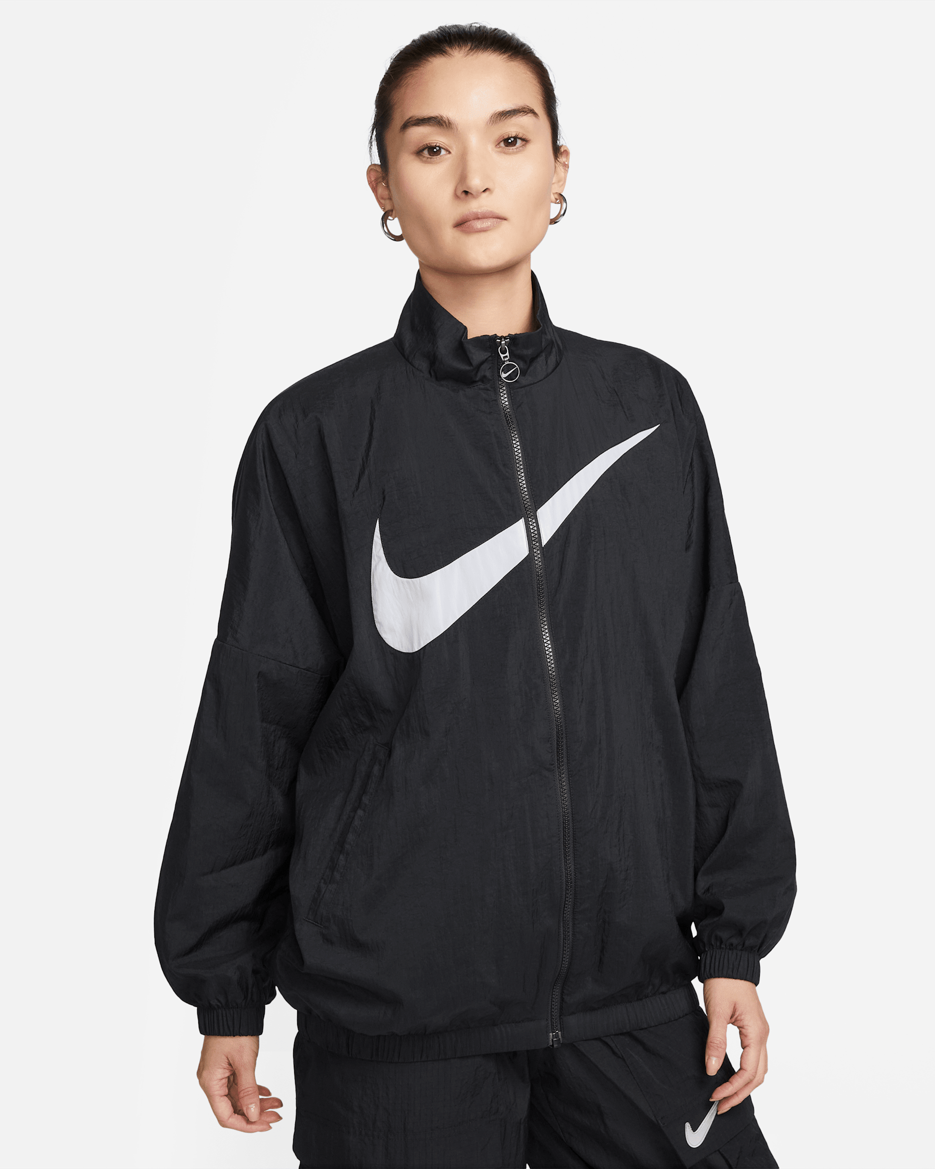 ナイキ NIKE ナイロンジャケット パーカー ジップアップ M 170 黒 