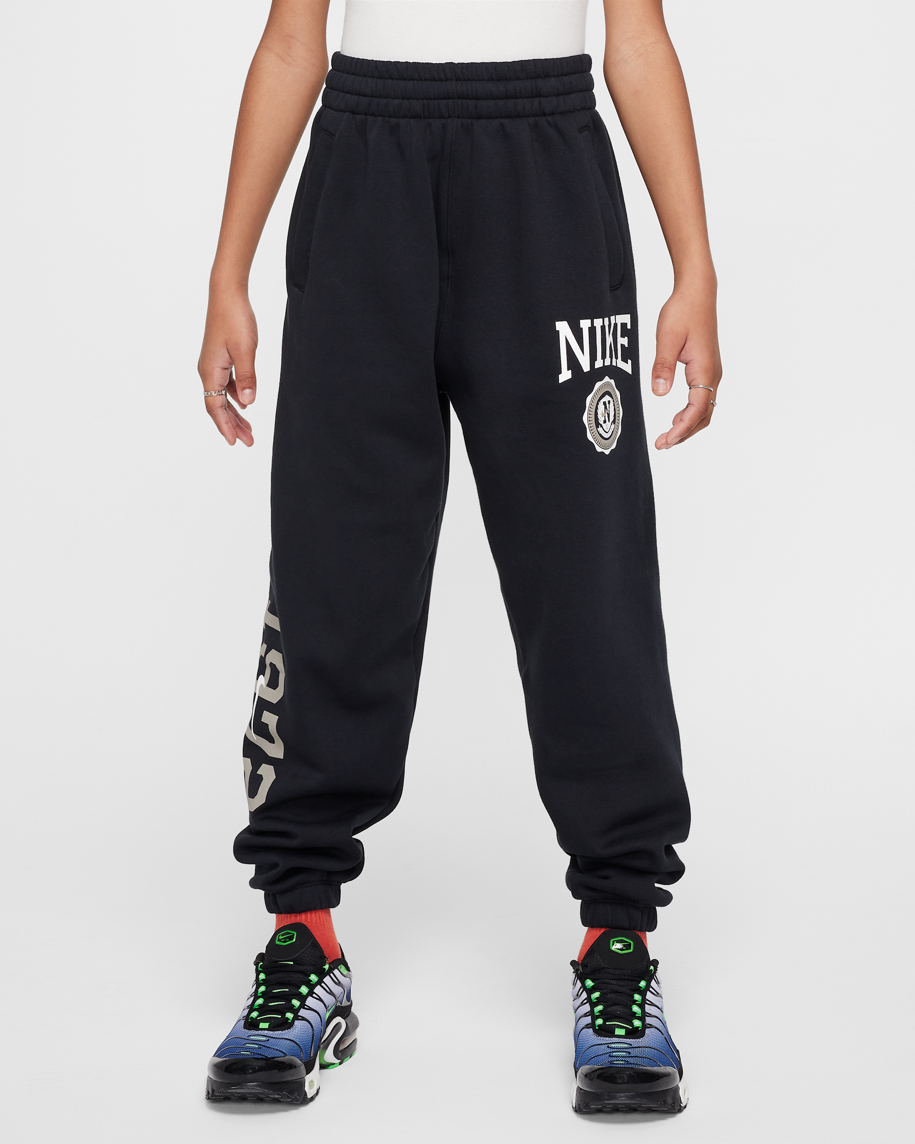 Pantalon ample Nike Sportswear Club Fleece pour fille - Noir/Blanc