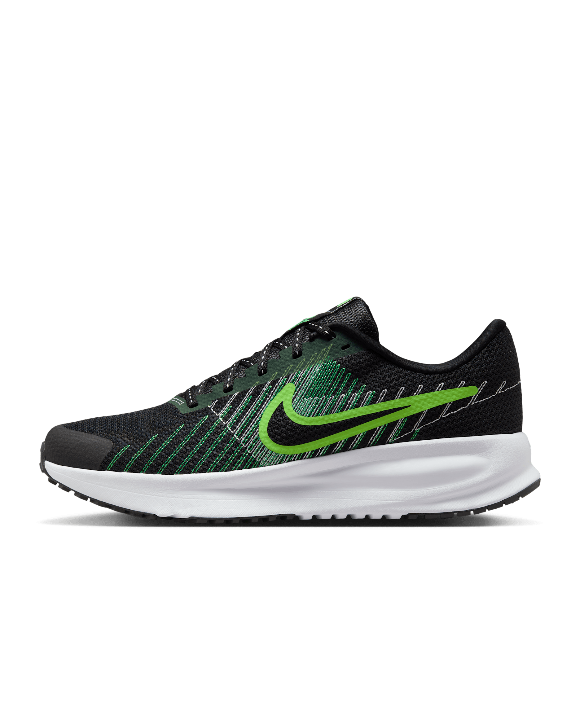Nike Run Defy Men's Road Running Shoes - Black/Green Shock/White/Green Strike