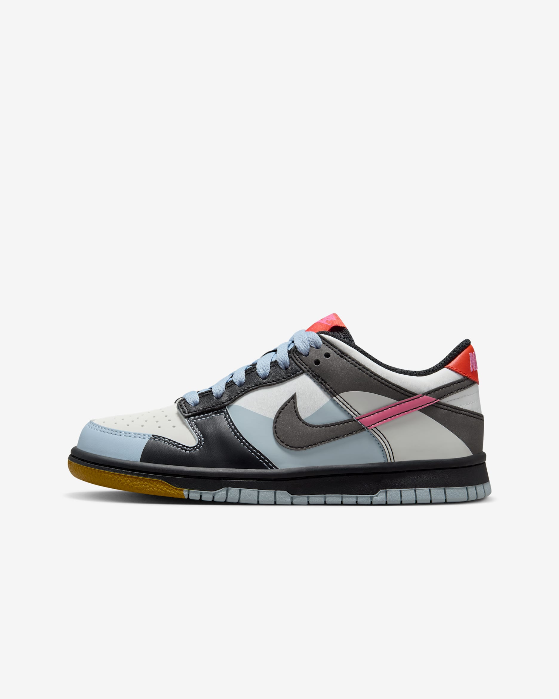 Calzado para niños grandes Nike Dunk Low SE - Blanco cumbre/Negro/Rosa alegre/Azul militar claro