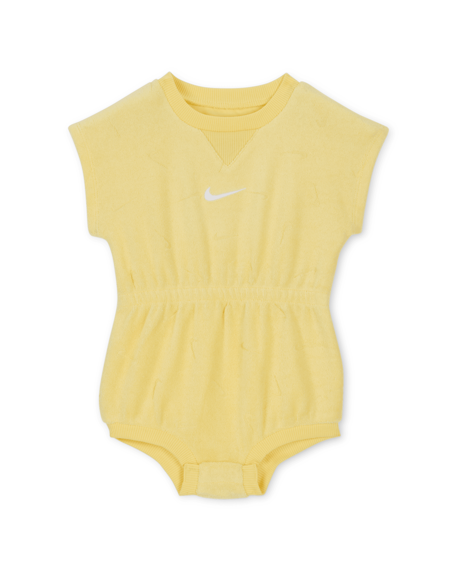 Nike Essentials Baby (0-9M) Jacquard Towel Terry Romper - Soft Yellow