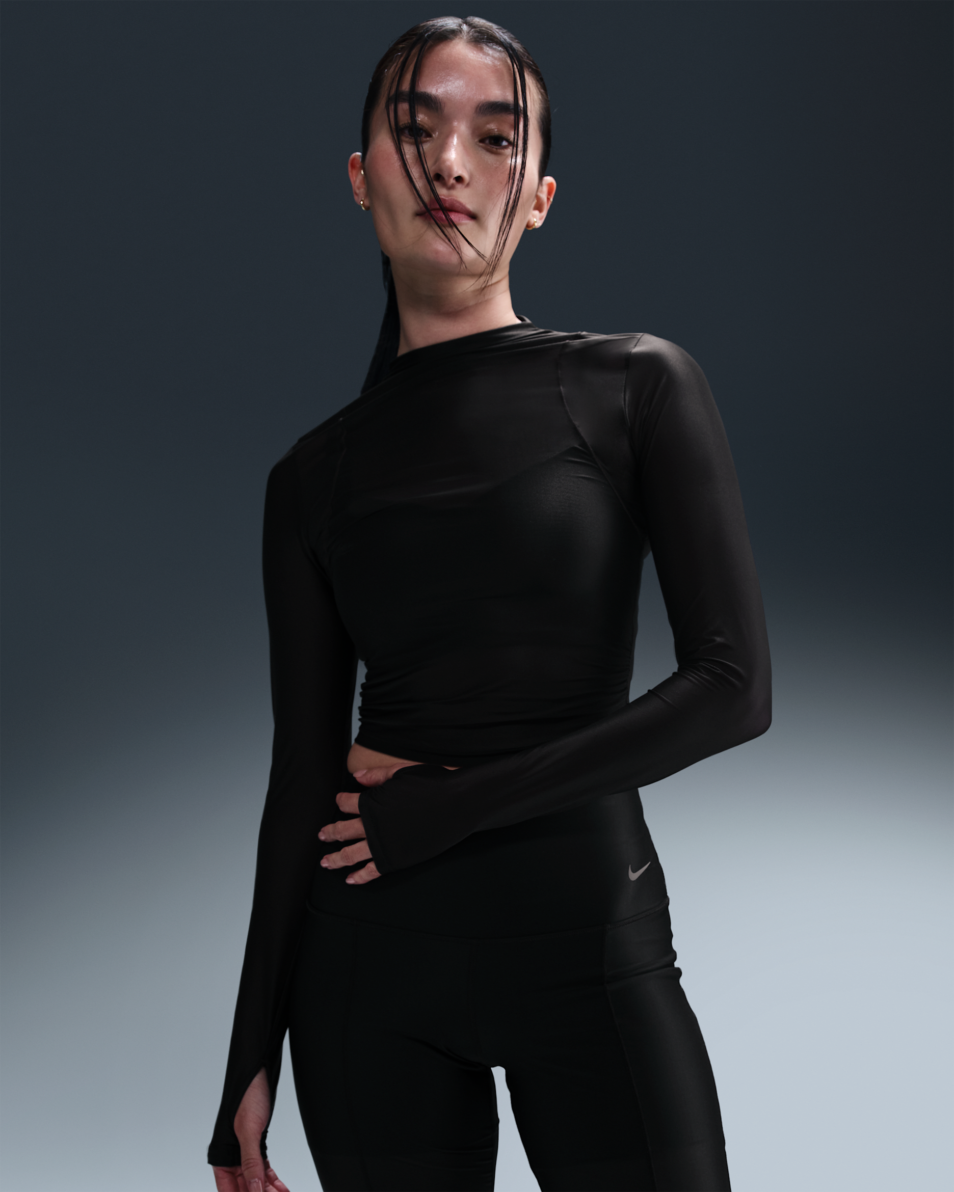Nike Zenvy Women's Dri-FIT Long-Sleeve Sheer Top - Black