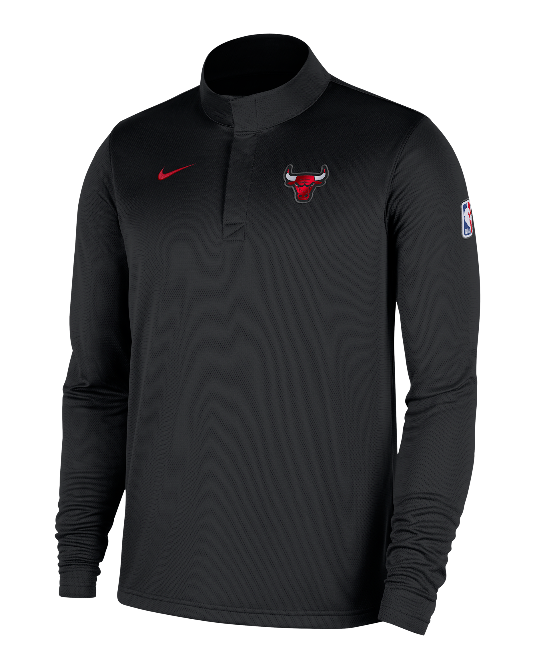 Chicago Bulls Men's Nike Dri-FIT NBA 1/4-Zip Long-Sleeve Top - Black/University Red