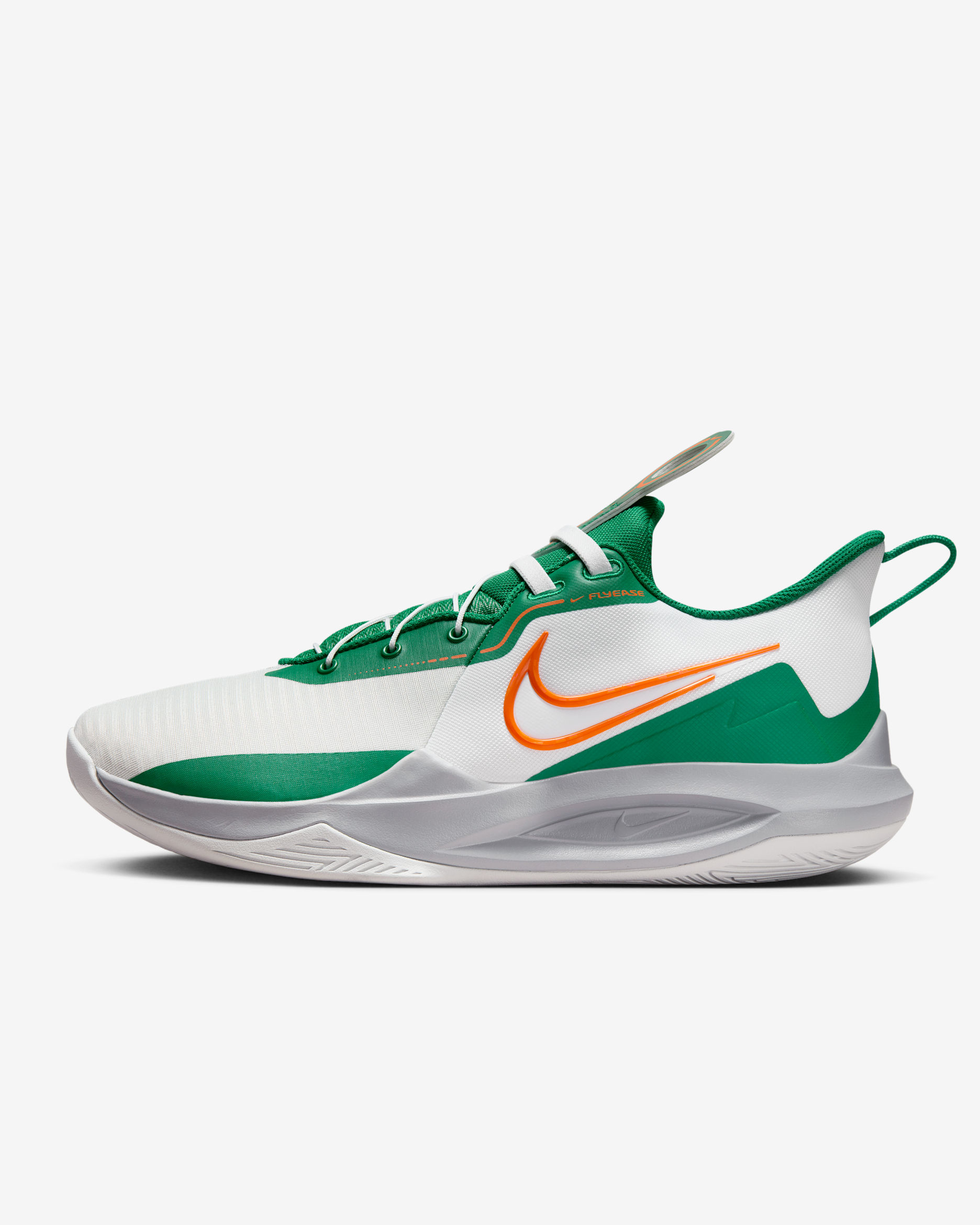 Nike Precision 6 FlyEase Basketball Shoes - White/Malachite/Sundial/Safety Orange