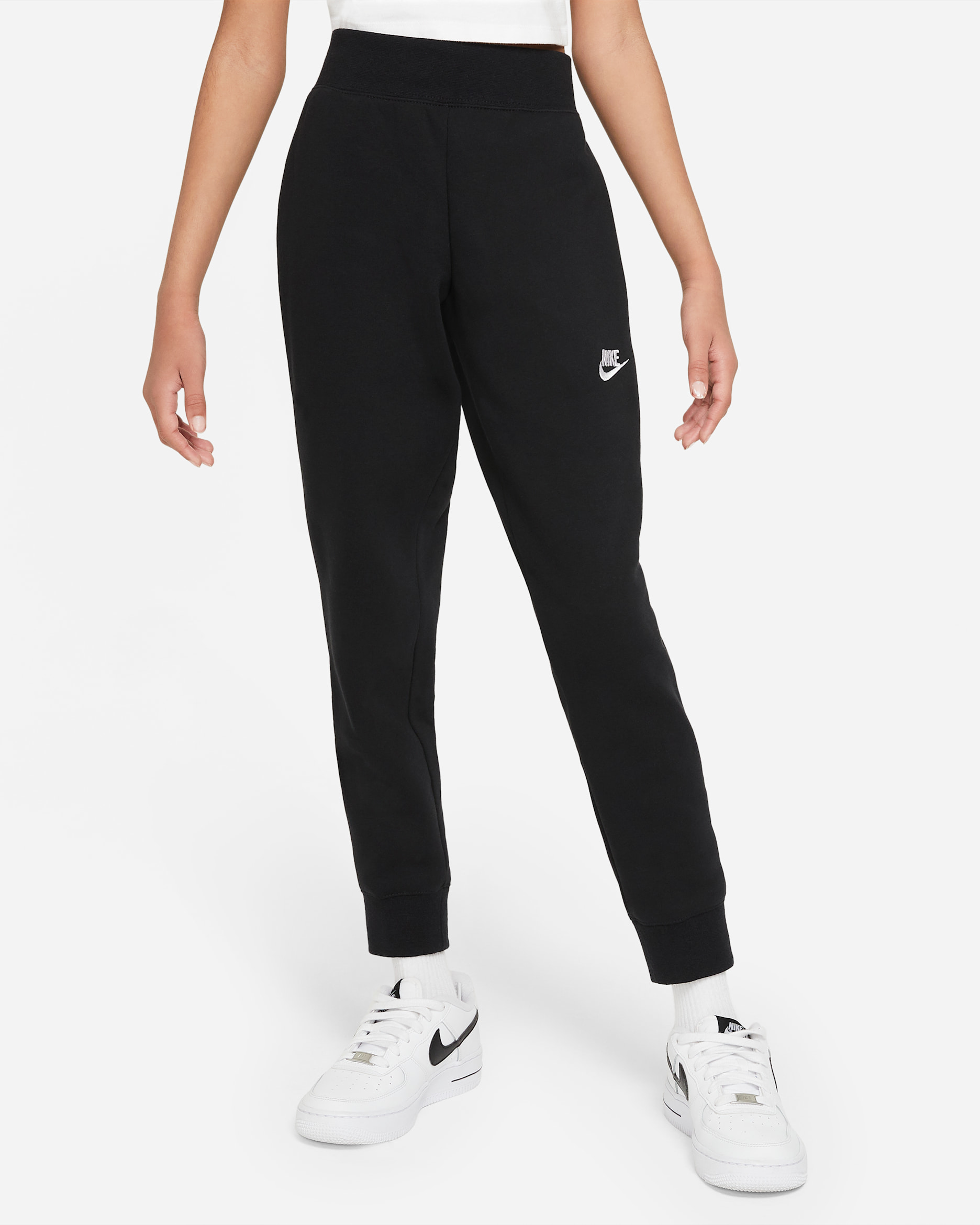 Pants para niña talla grande Nike Sportswear Club Fleece - Negro/Blanco