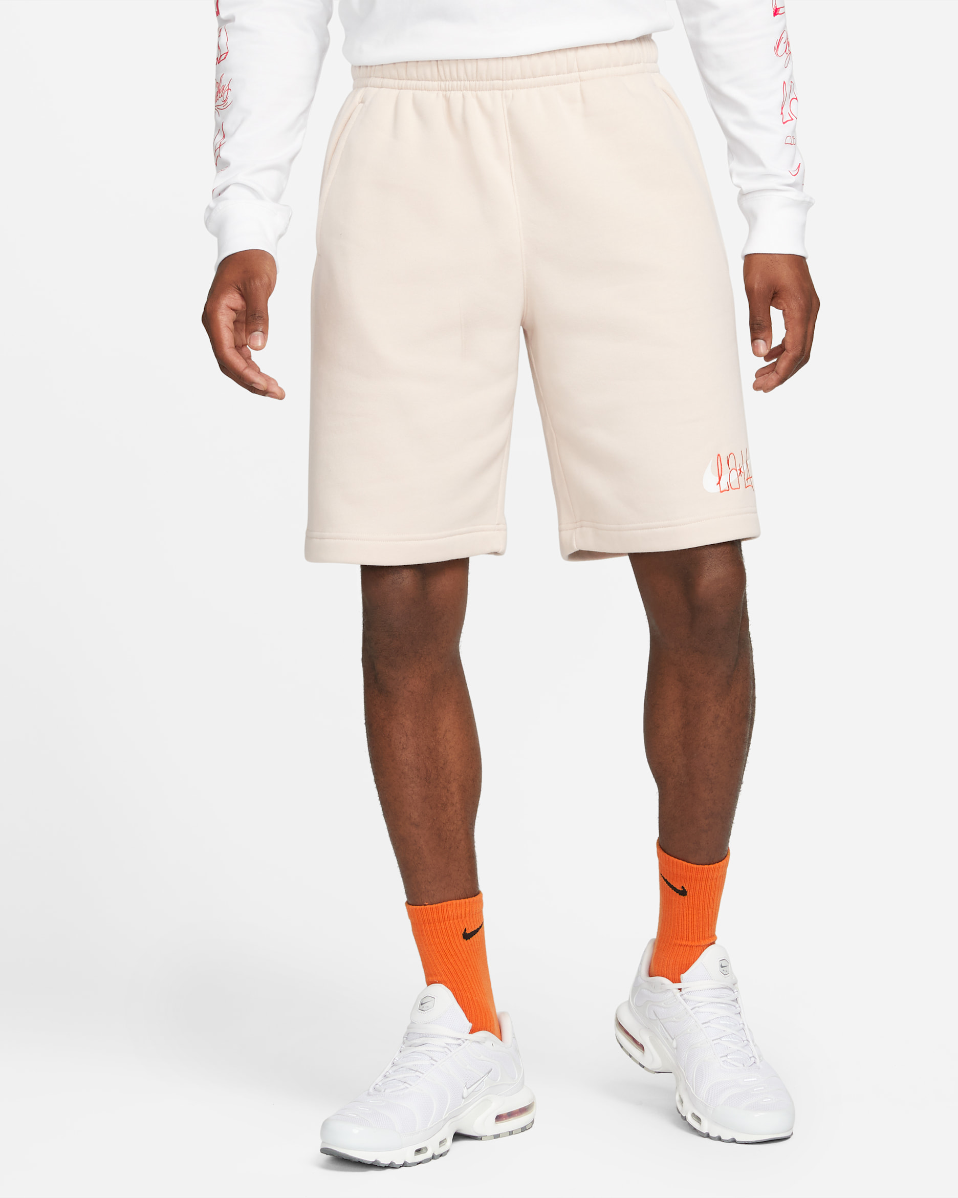 Shorts de fútbol de tejido Fleece del Club América para hombre - Arena desierto/Blanco
