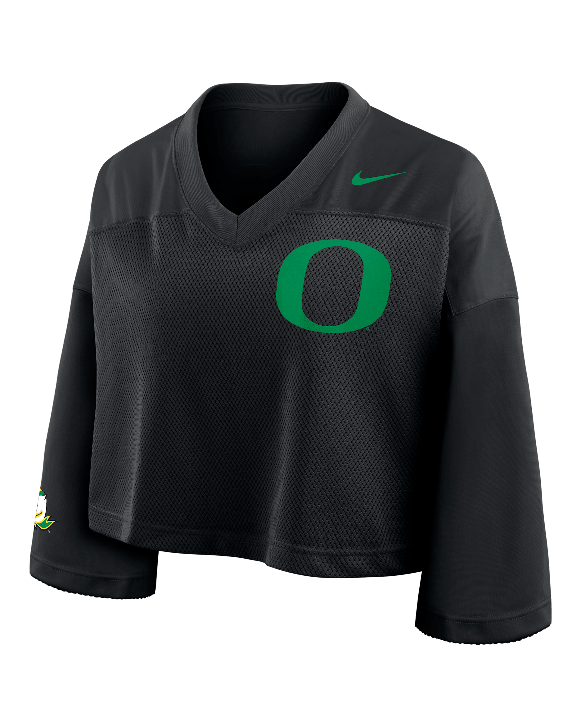 Playera universitaria Nike Dri-FIT cropped para mujer Oregon Jersey - Negro