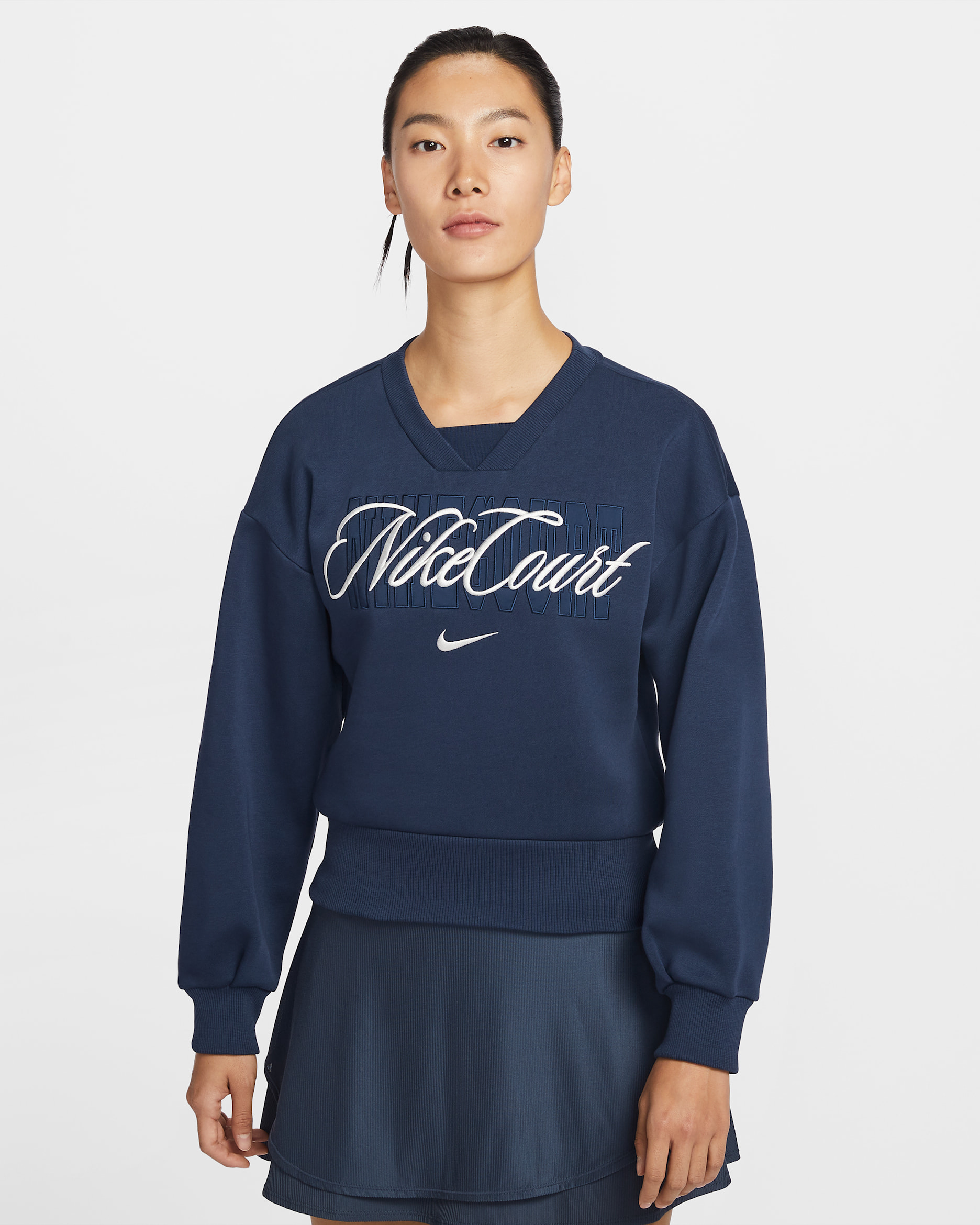 나이키코트 컬렉션 여성 크루넥 테니스 탑 - 미드나이트 네이비/세일