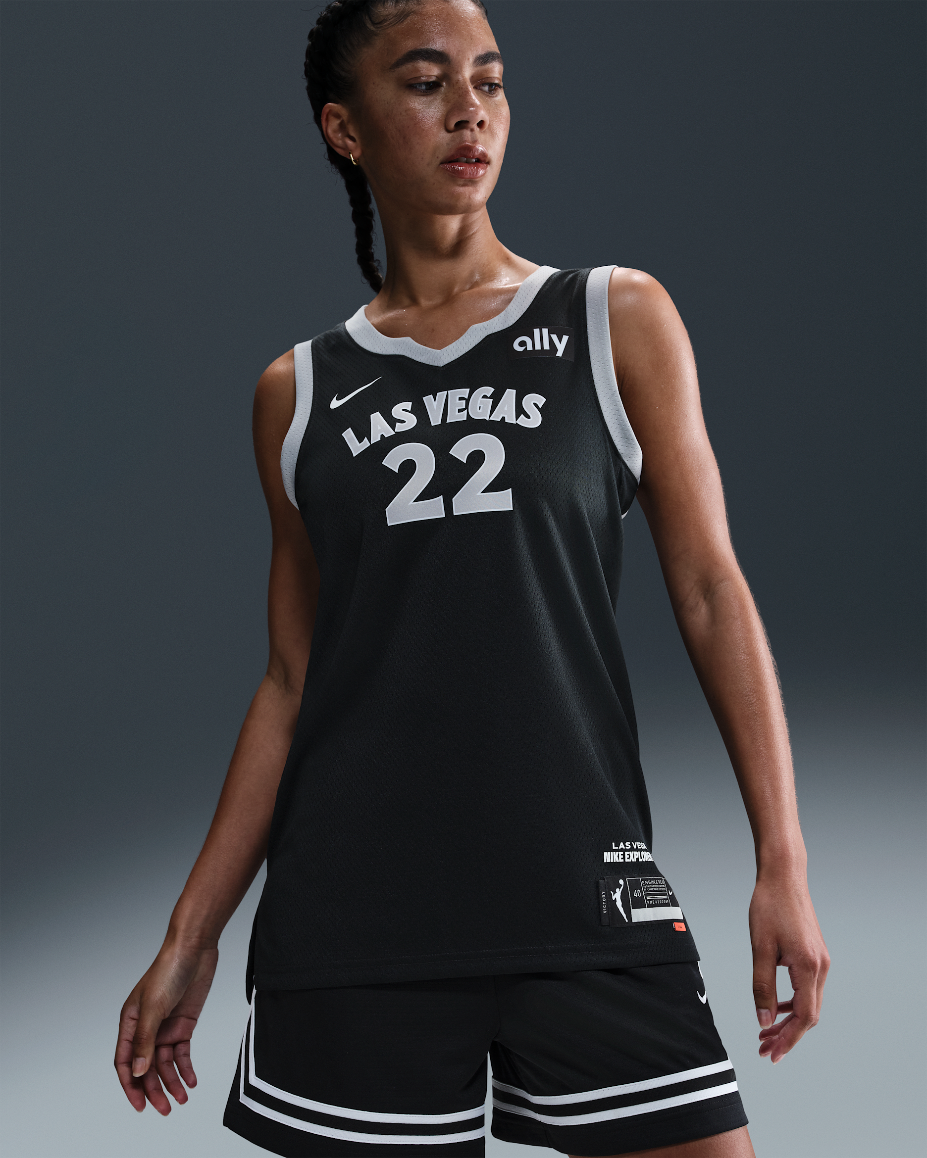 A'ja Wilson Las Vegas Aces Nike Dri-FIT WNBA Victory Jersey - Black/Flat Silver/White