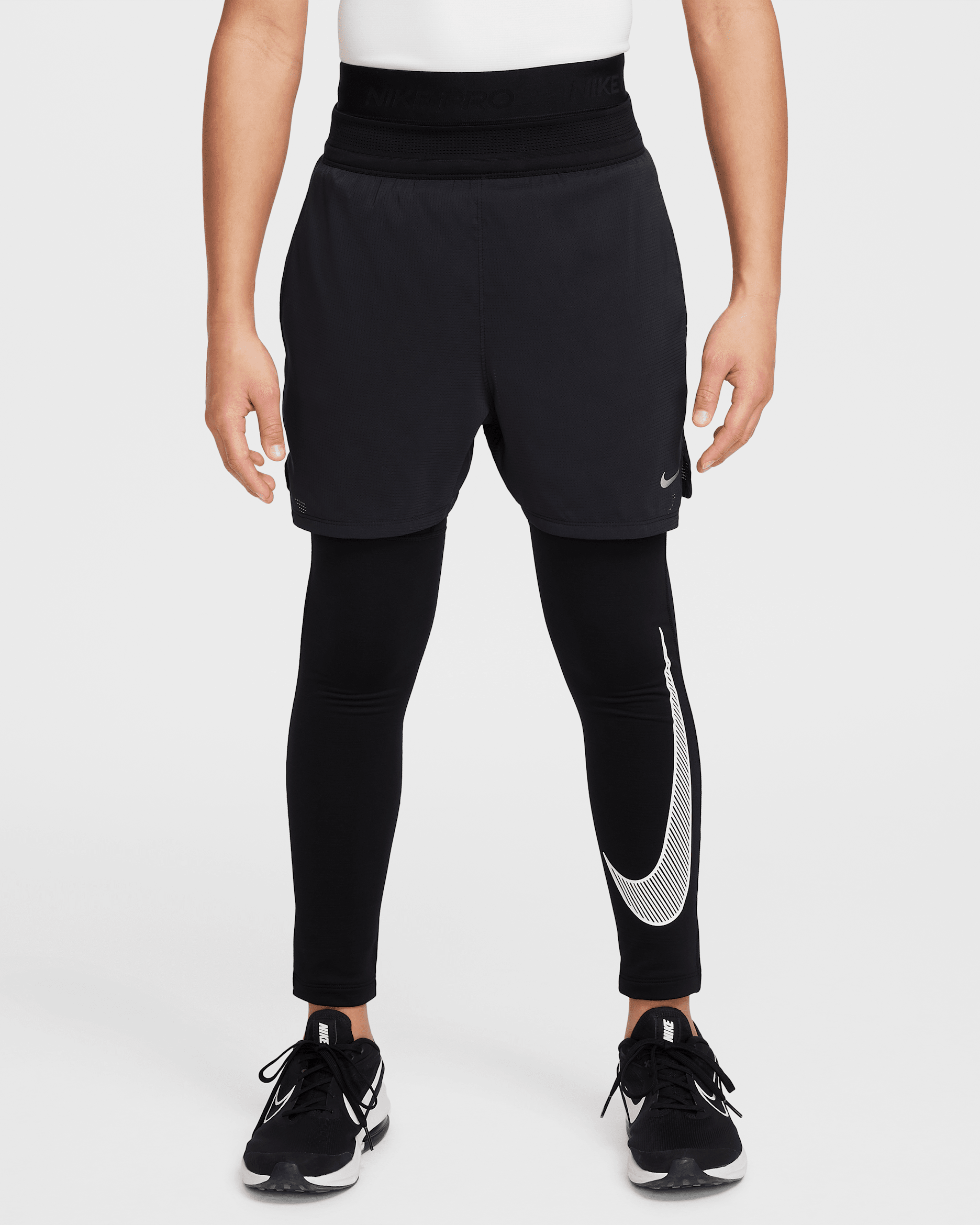 Legging de training Dri-FIT Nike Pro Warm pour ado (garçon) - Noir/Blanc