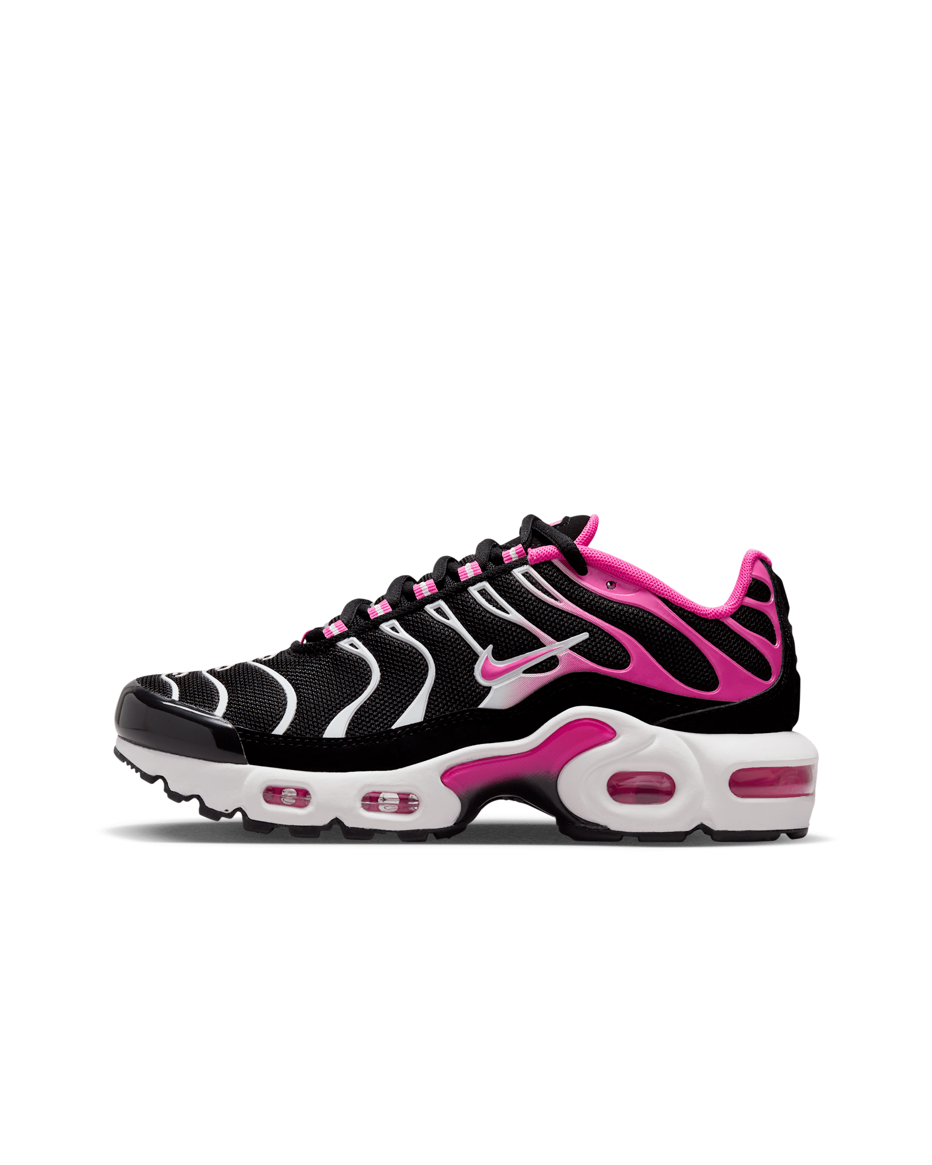 รองเท้าเด็กโต Nike Air Max Plus - ดำ/ขาว/Laser Fuchsia