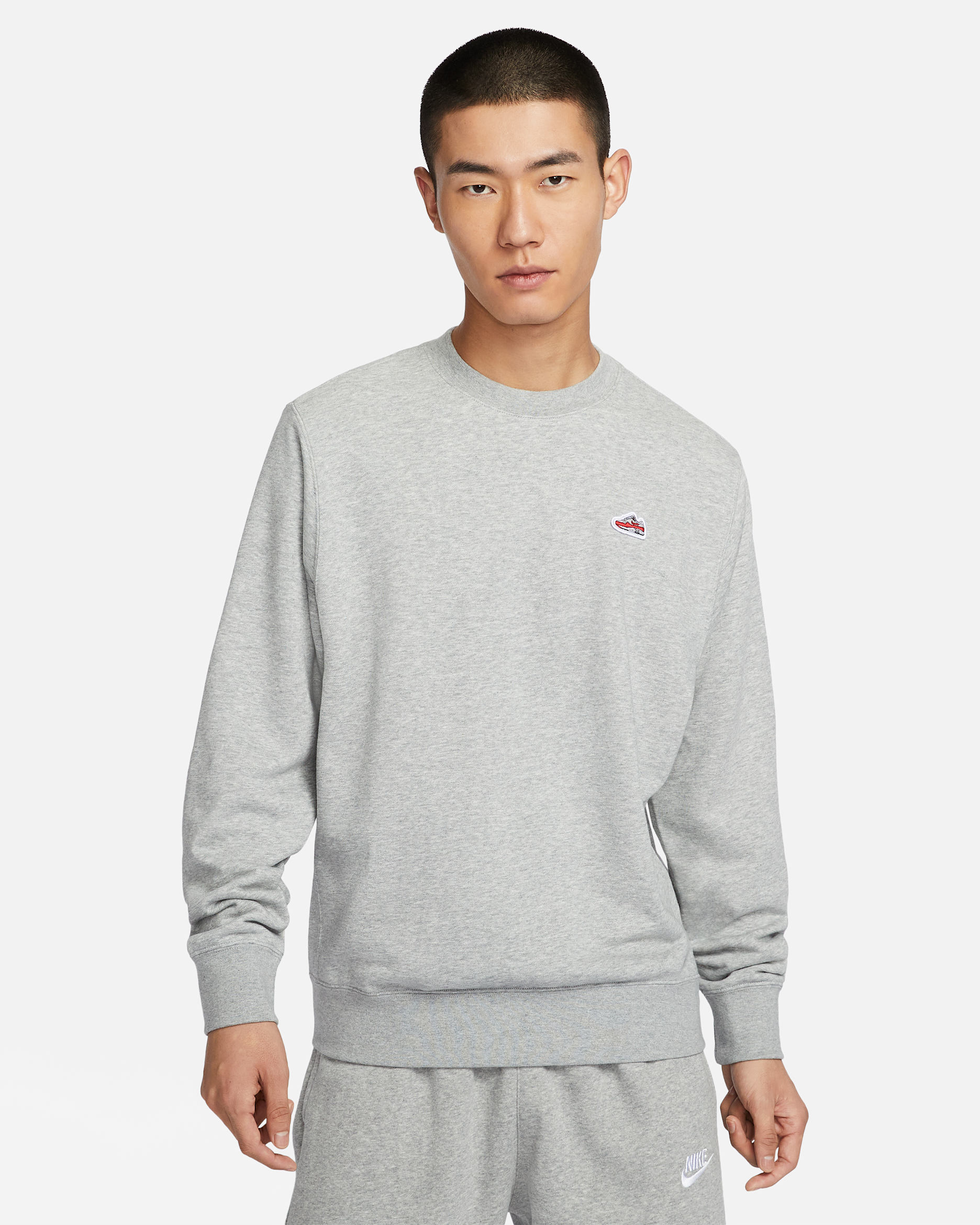 ナイキ スポーツウェア メンズ フレンチ テリー クルーネック スウェットシャツ - ダークグレーヘザー/ブラック