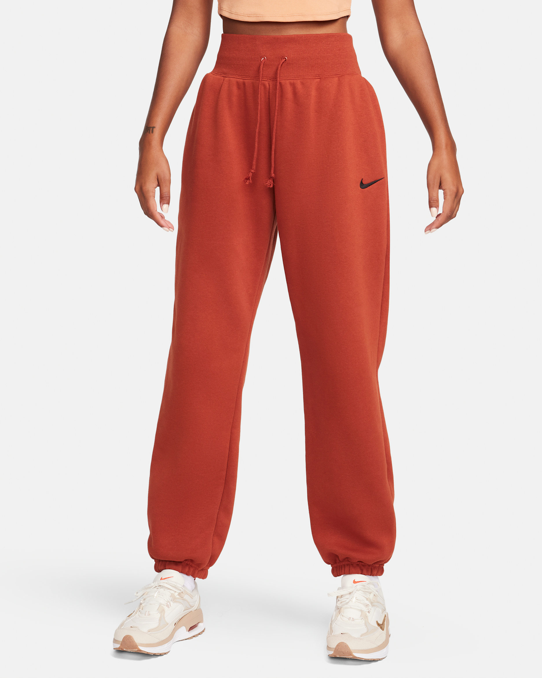 Nike Sportswear Phoenix Fleece Women's High-Waisted Oversized Sweatpants - Rugged Orange/Black