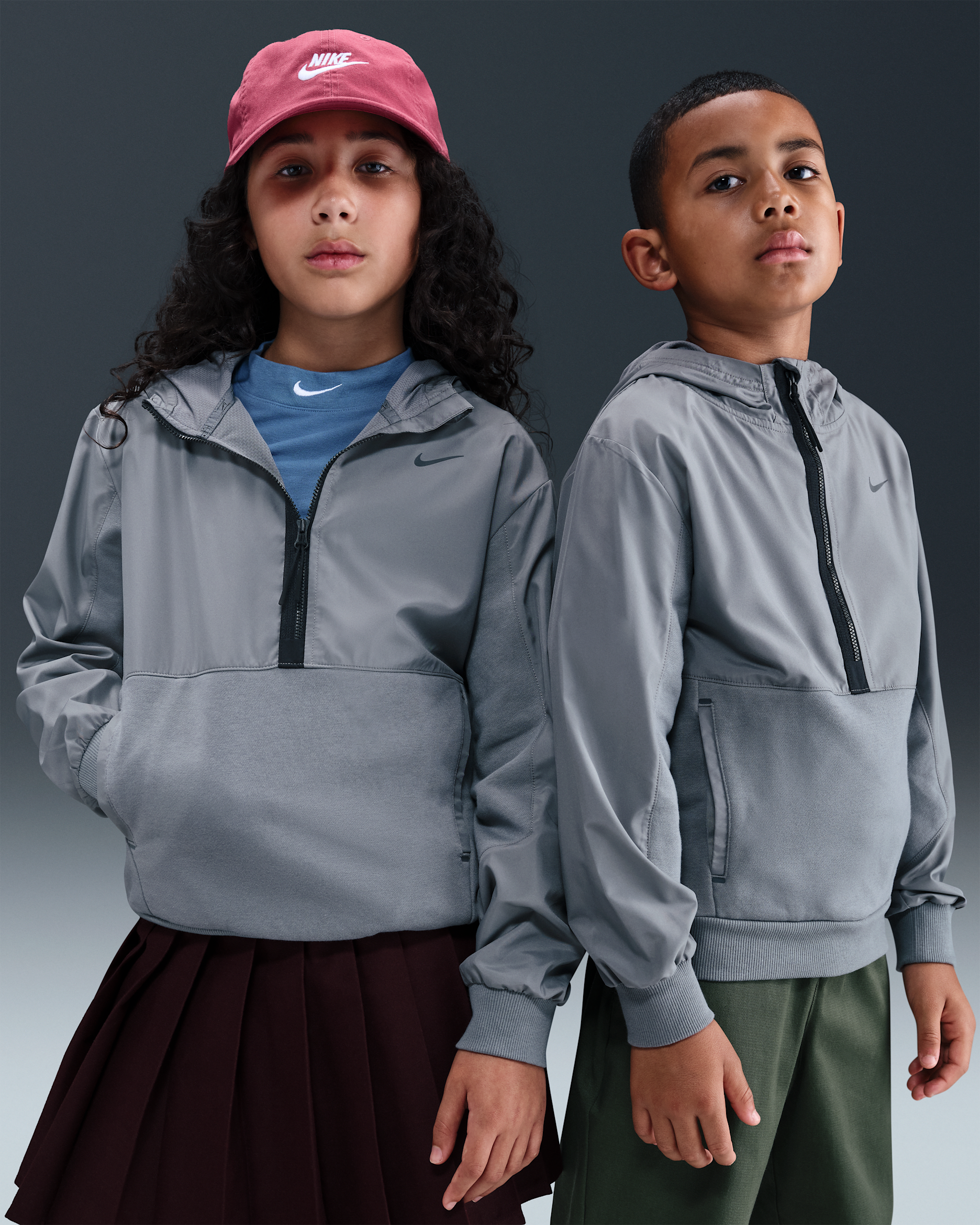 Sweat à capuche et demi-zip en tissu Fleece Nike Sportswear City Utility EasyOn pour ado - Smoke Grey/Noir