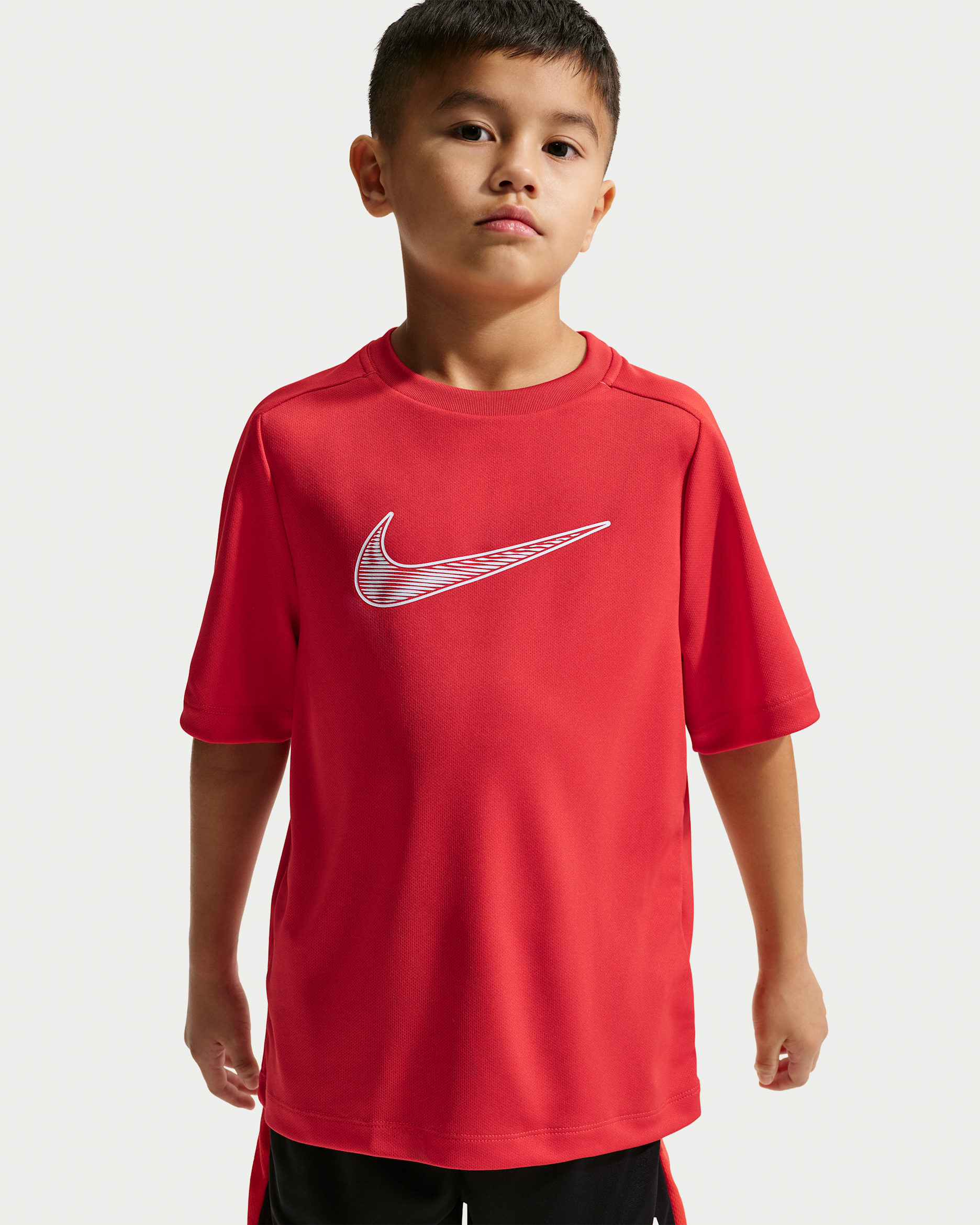 Nike Multi Older Kids' (Boys') Dri-FIT Short-Sleeve Training Top - University Red/White