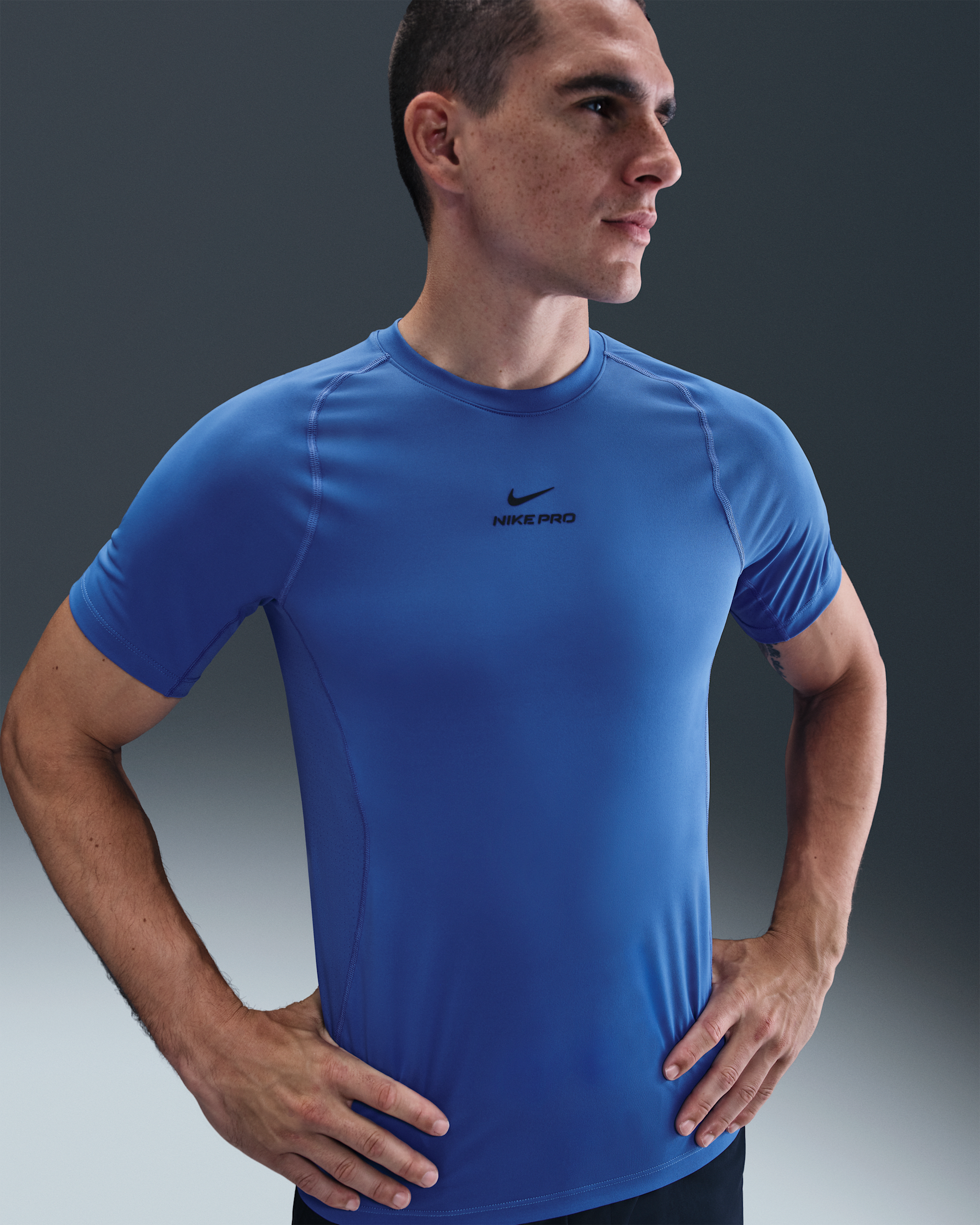 Nike Pro Training Men's Dri-FIT Short-Sleeve Top - Comet Blue/Black