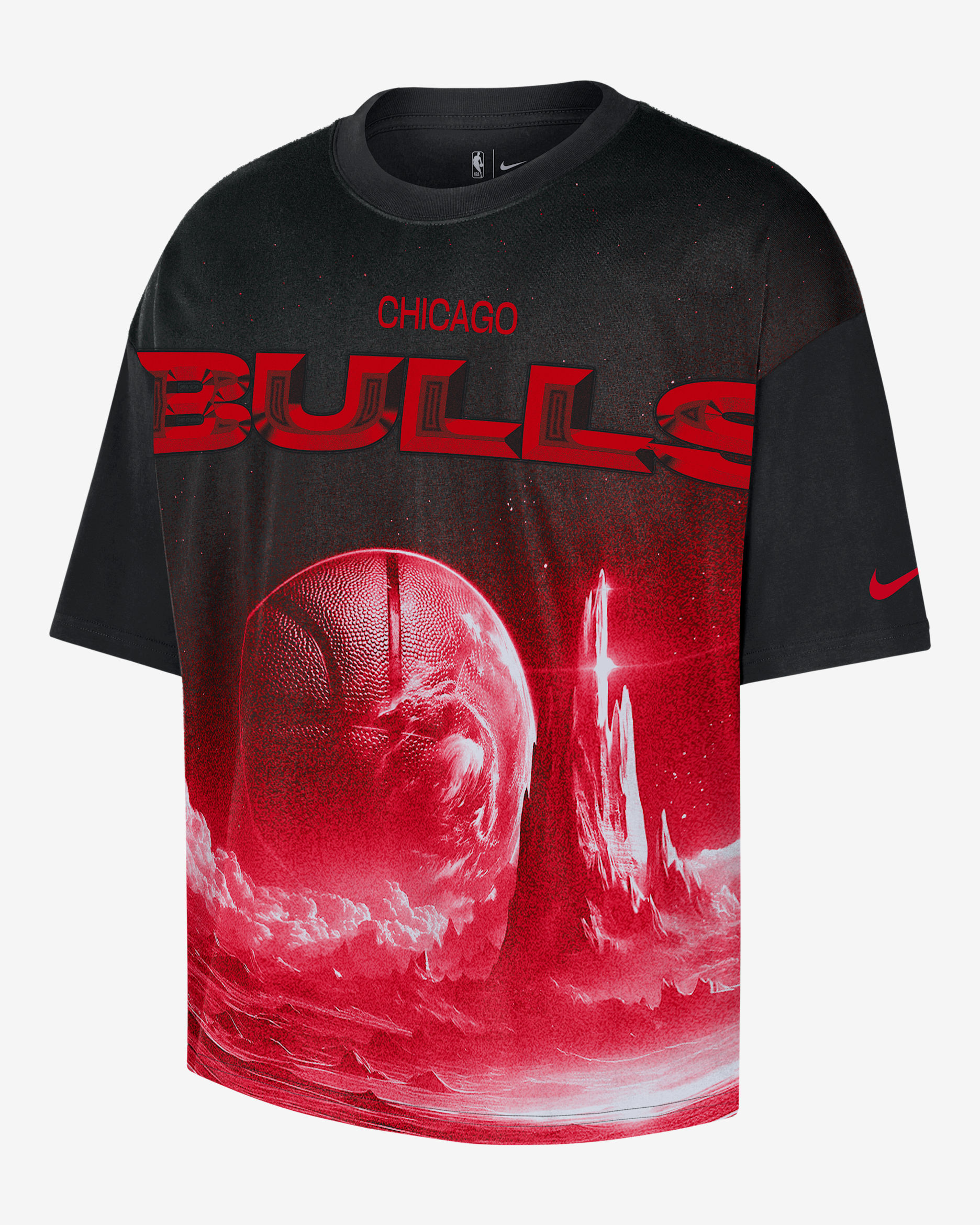 Chicago Bulls Courtside Nike NBA boxy T-shirt voor heren - Zwart