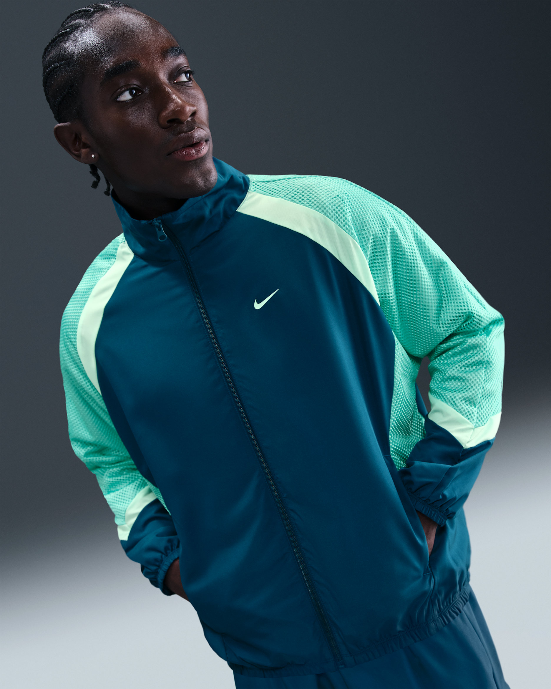 Nike Icon gewebte Basketballjacke (Herren) - Blue Force/Bleached Turquoise/Mint Foam/Mint Foam