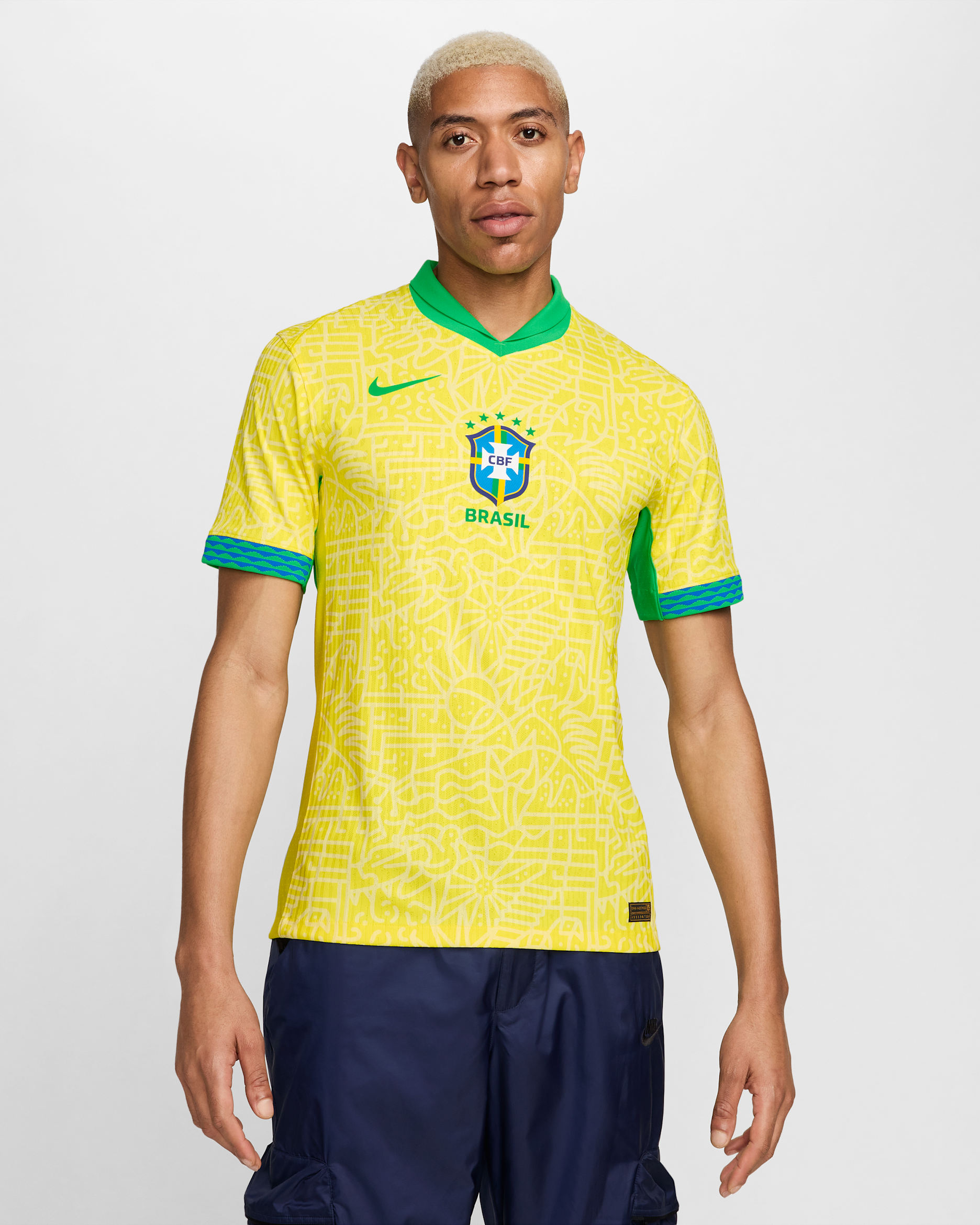 Brazil 2024 Match Home Men's Nike Dri-FIT ADV Soccer Authentic Jersey - Dynamic Yellow/Lemon Chiffon/Green Spark