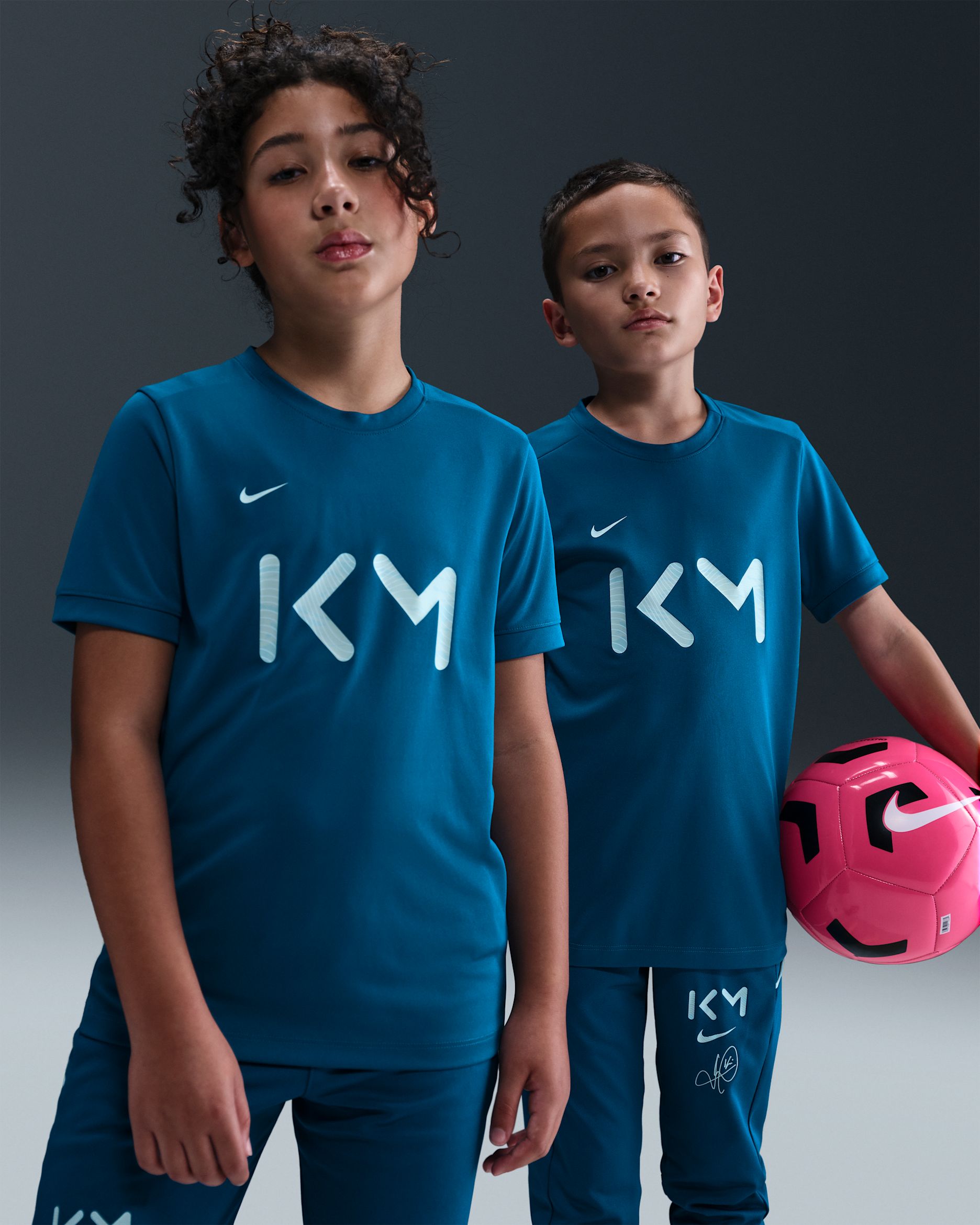 Kylian Mbappé Academy Older Kids' Nike Dri-FIT Football Short-Sleeve Top - Green Abyss/Green Abyss/Igloo/Light Dew