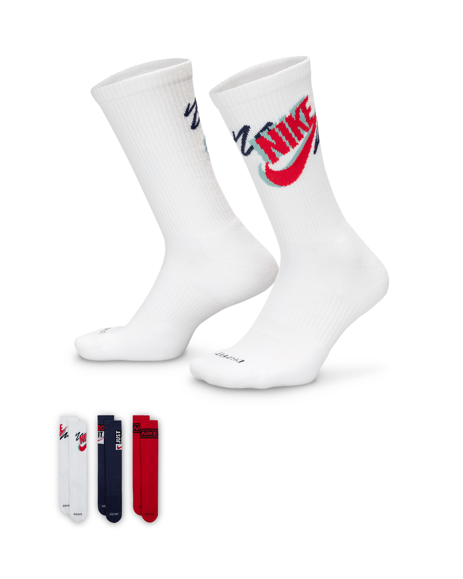 Nike Everyday Plus Crew Socks (3 Pairs) - Multi-Colour