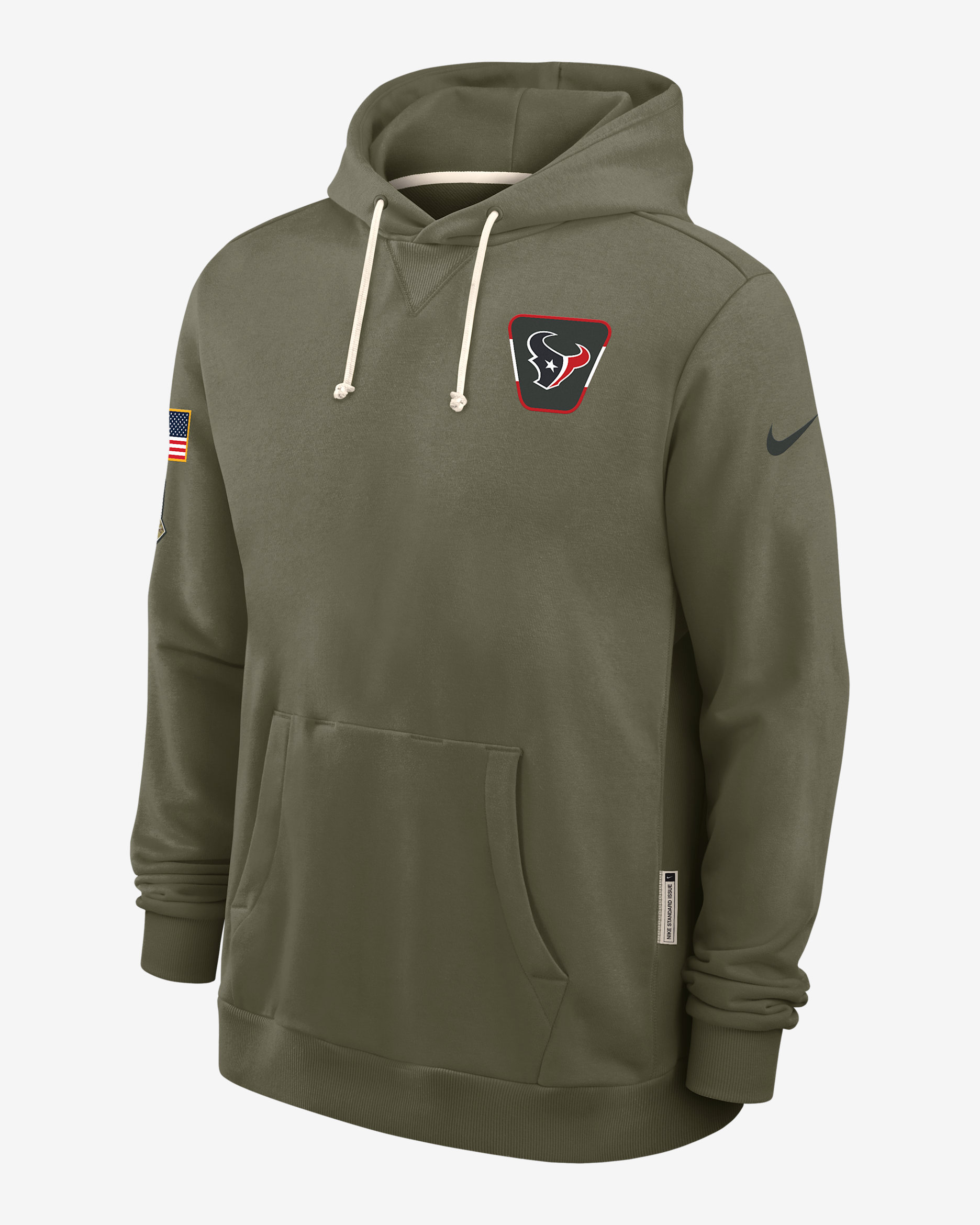 Houston Texans Salute to Service Sideline Dominant Force Men's Nike Dri-FIT NFL Pullover Hoodie - Olive