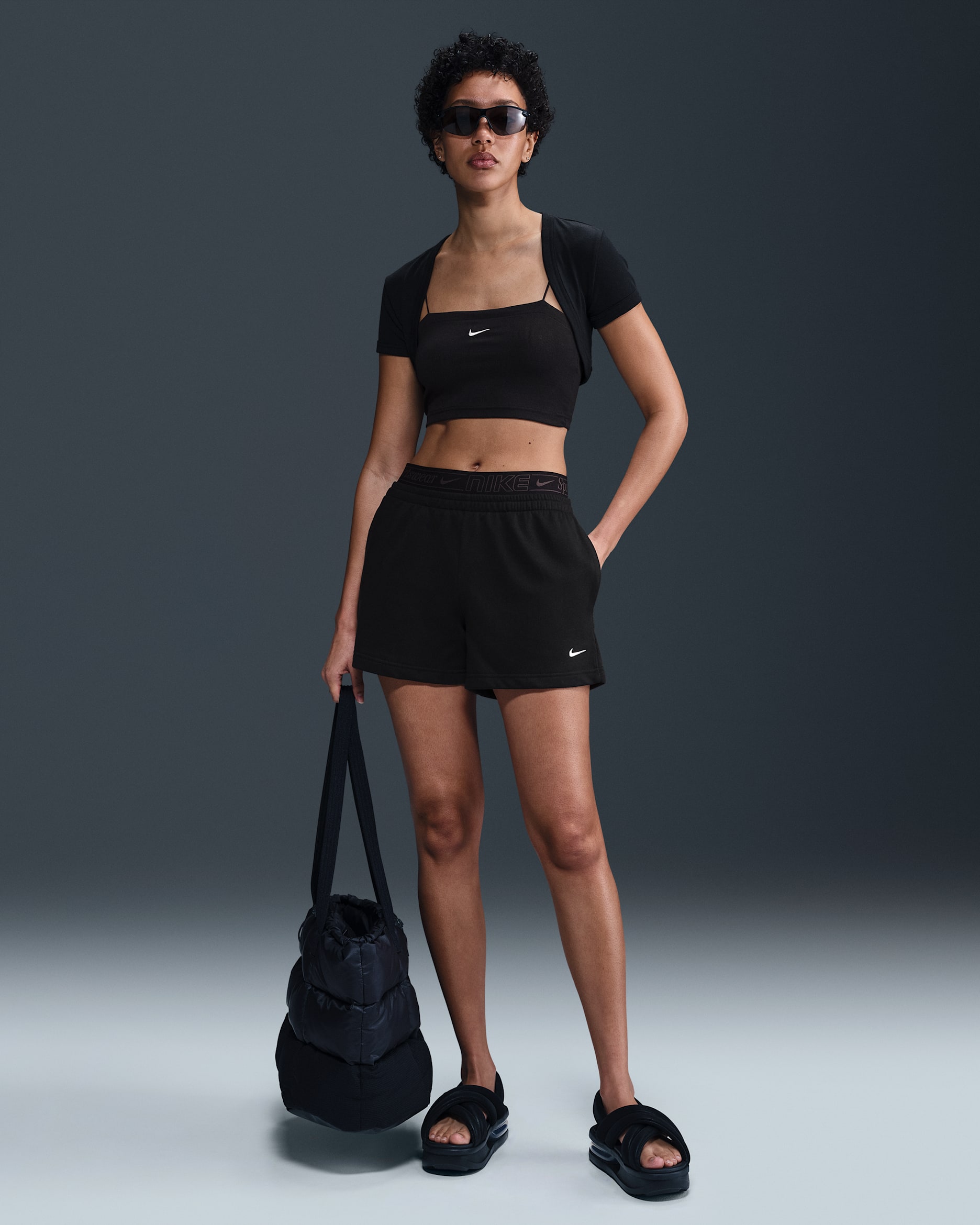 Nike Sportswear Chill Terry Women's Mid-Rise 10cm (approx.) Shorts - Black
